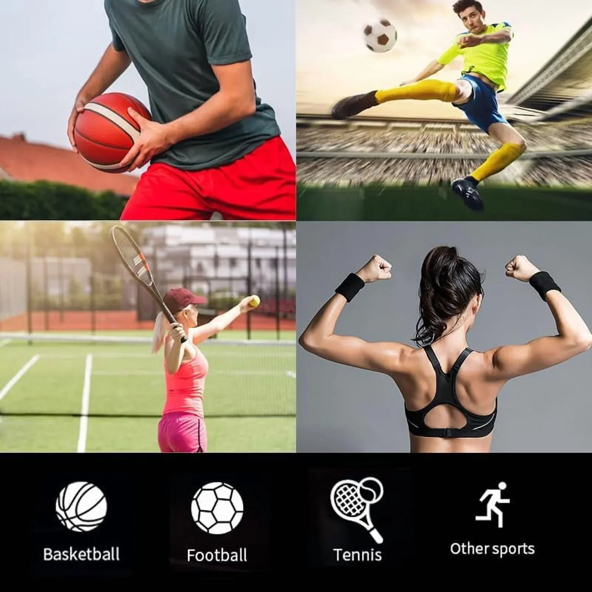 8 Pcs Sports Wristbands Cotton Elastic Sweatbands for Tennis Basketball Running Men Women Black White, Practical Everyday Use