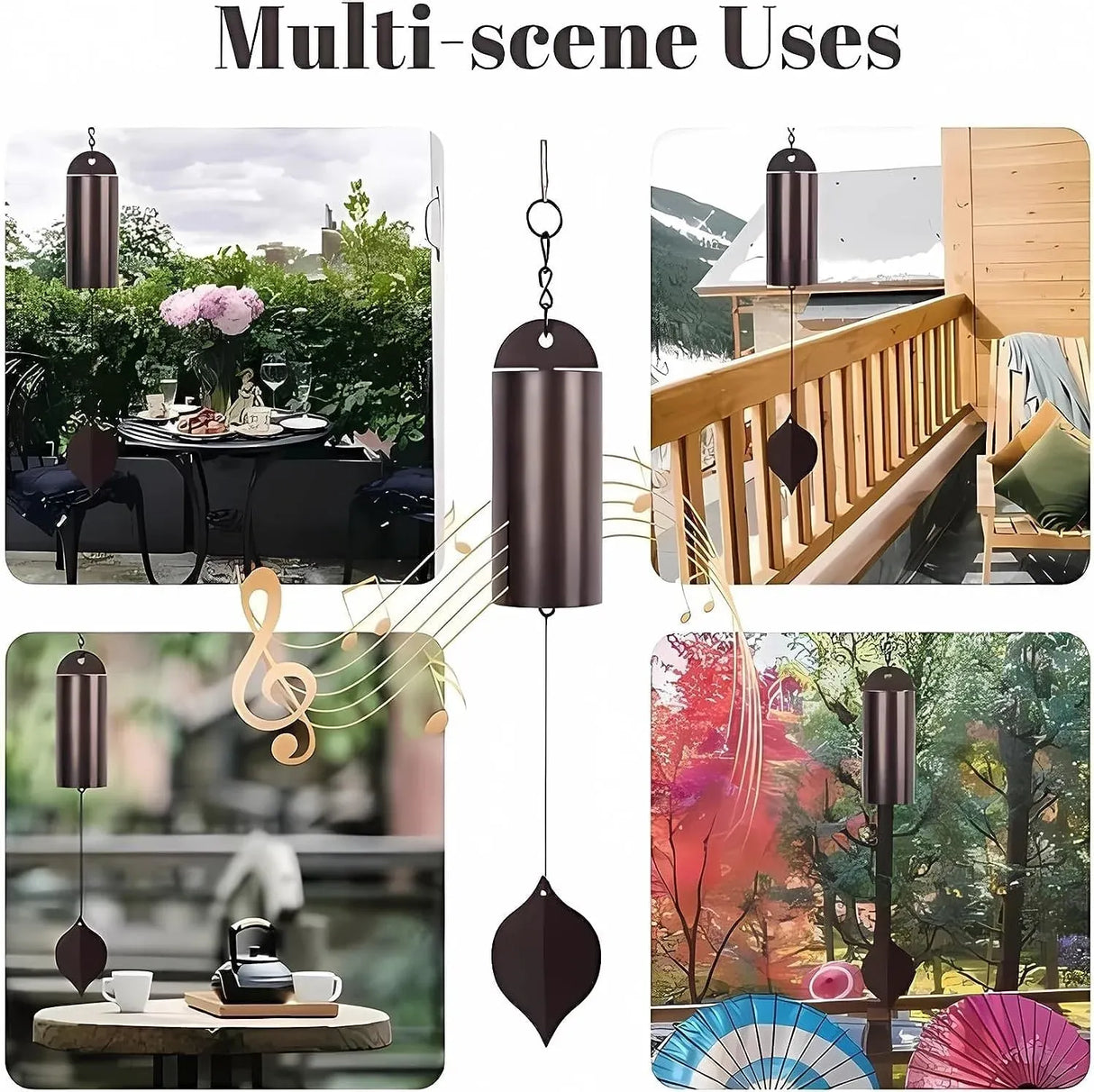 Wind Chimes Outside Deep Resonance Low Tone Serenity Bell Copper Garden Decor for Patio Porch Yard, for Garden Yard and Outdoor Use