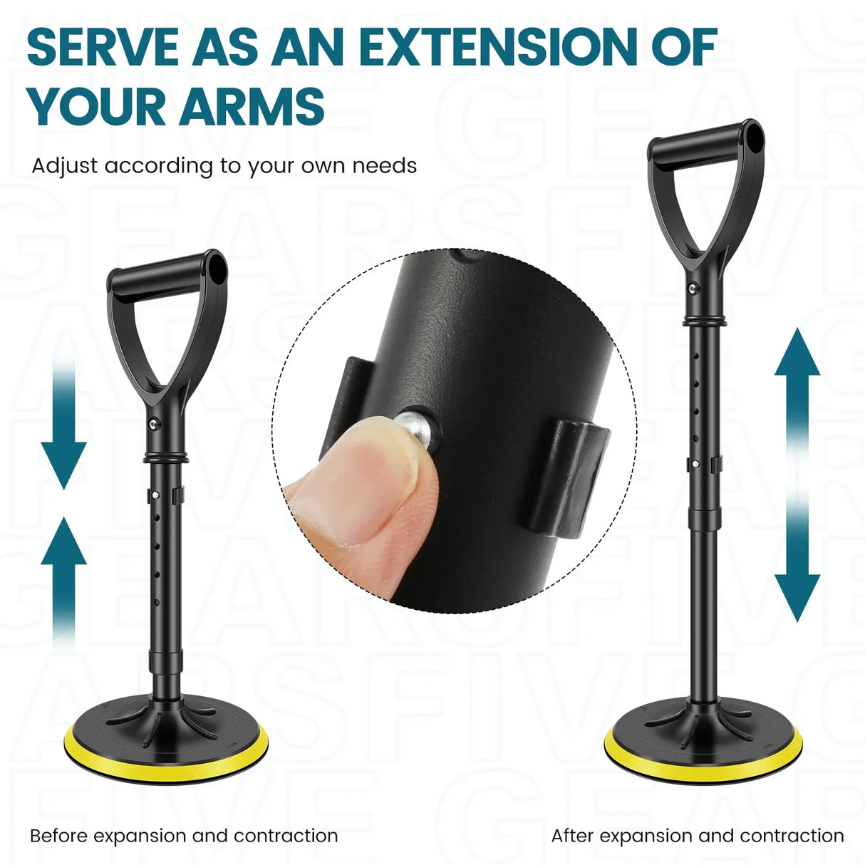 Stand Assist Mobility Aid, Height Adjustable Heavy Duty Metal Floor Standing Support Tool for Elderly, Yellow, Adjustable Design