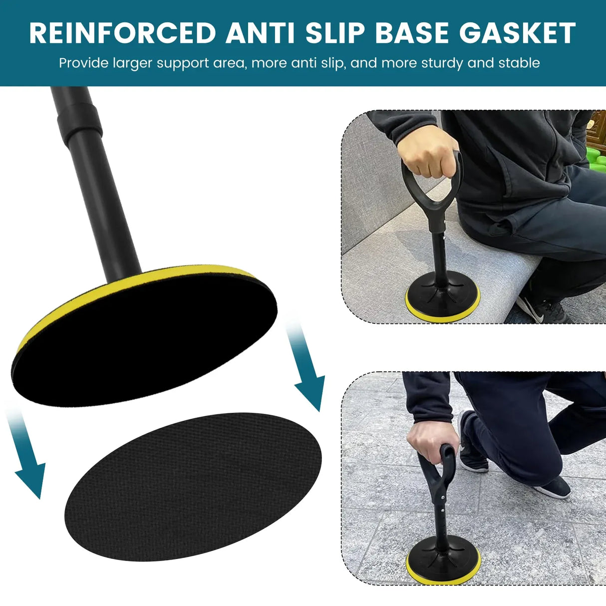 Stand Assist Mobility Aid, Height Adjustable Heavy Duty Metal Floor Standing Support Tool for Elderly, Yellow, Adjustable Design