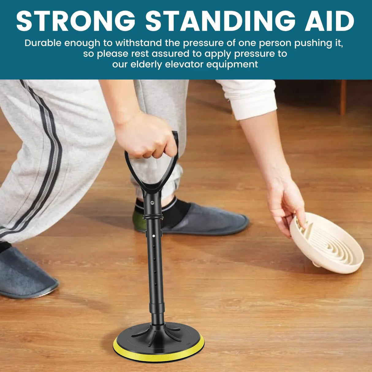 Stand Assist Mobility Aid, Height Adjustable Heavy Duty Metal Floor Standing Support Tool for Elderly, Yellow, Adjustable Design