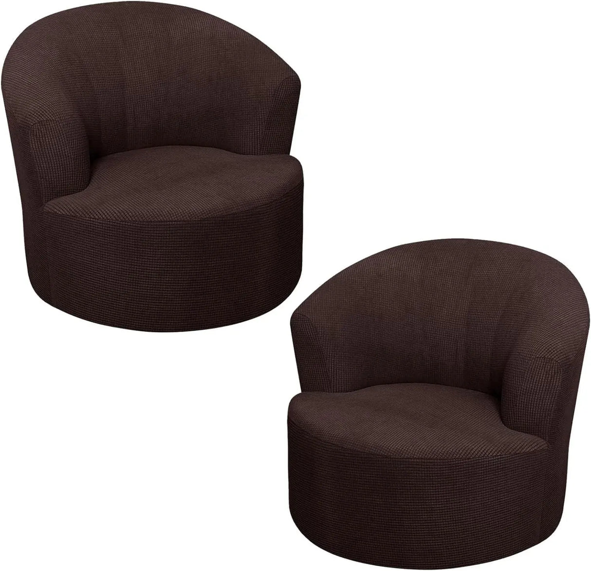 2 Pack Swivel Barrel Chair Slipcover Stretch Soft Washable Furniture Protector for Round Club Accent Chairs Living Room Brown