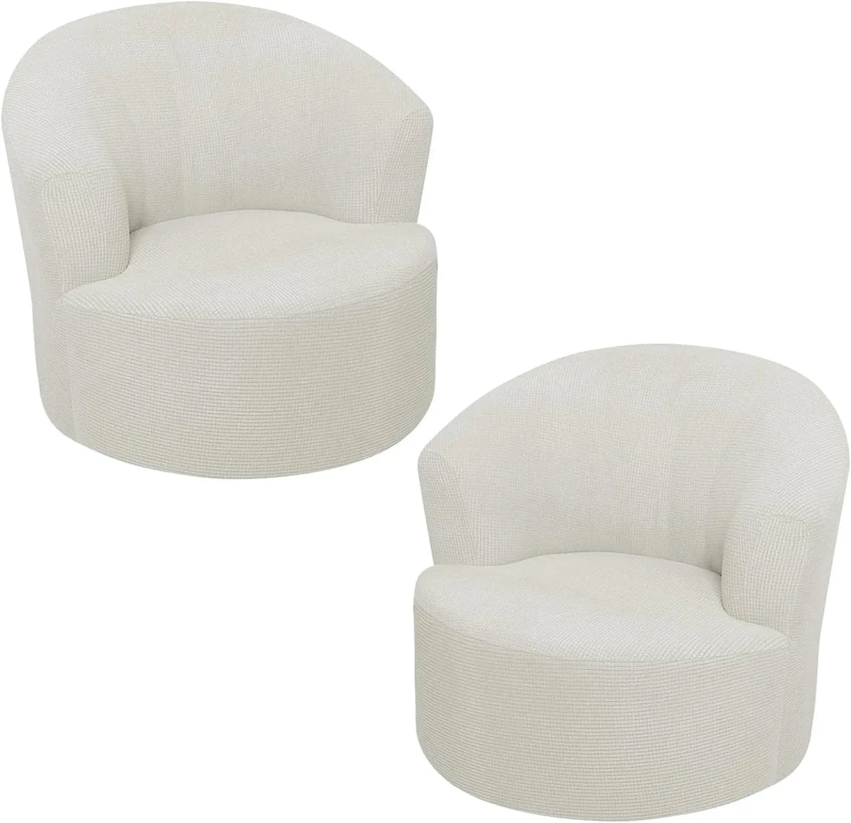 2 Pack Swivel Barrel Chair Slipcover Stretch Soft Washable Furniture Protector for Round Club Accent Chairs Living Room Ivory