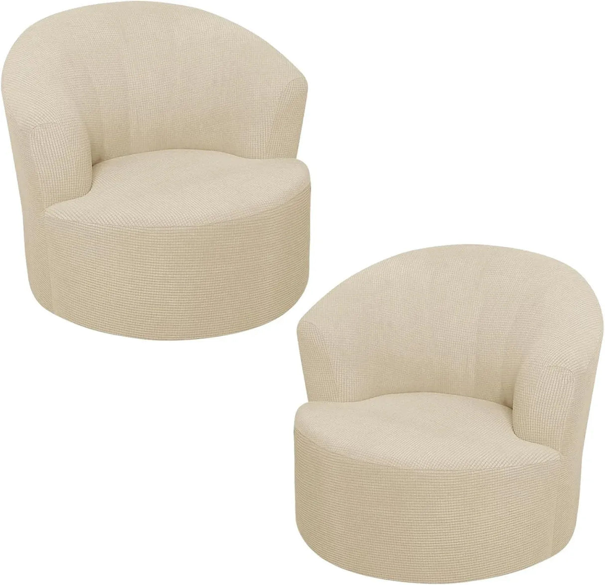 2 Pack Swivel Barrel Chair Slipcover, Stretch Soft Washable Furniture Protector for Round Club Accent Chairs, Living Room, Beige, Natural
