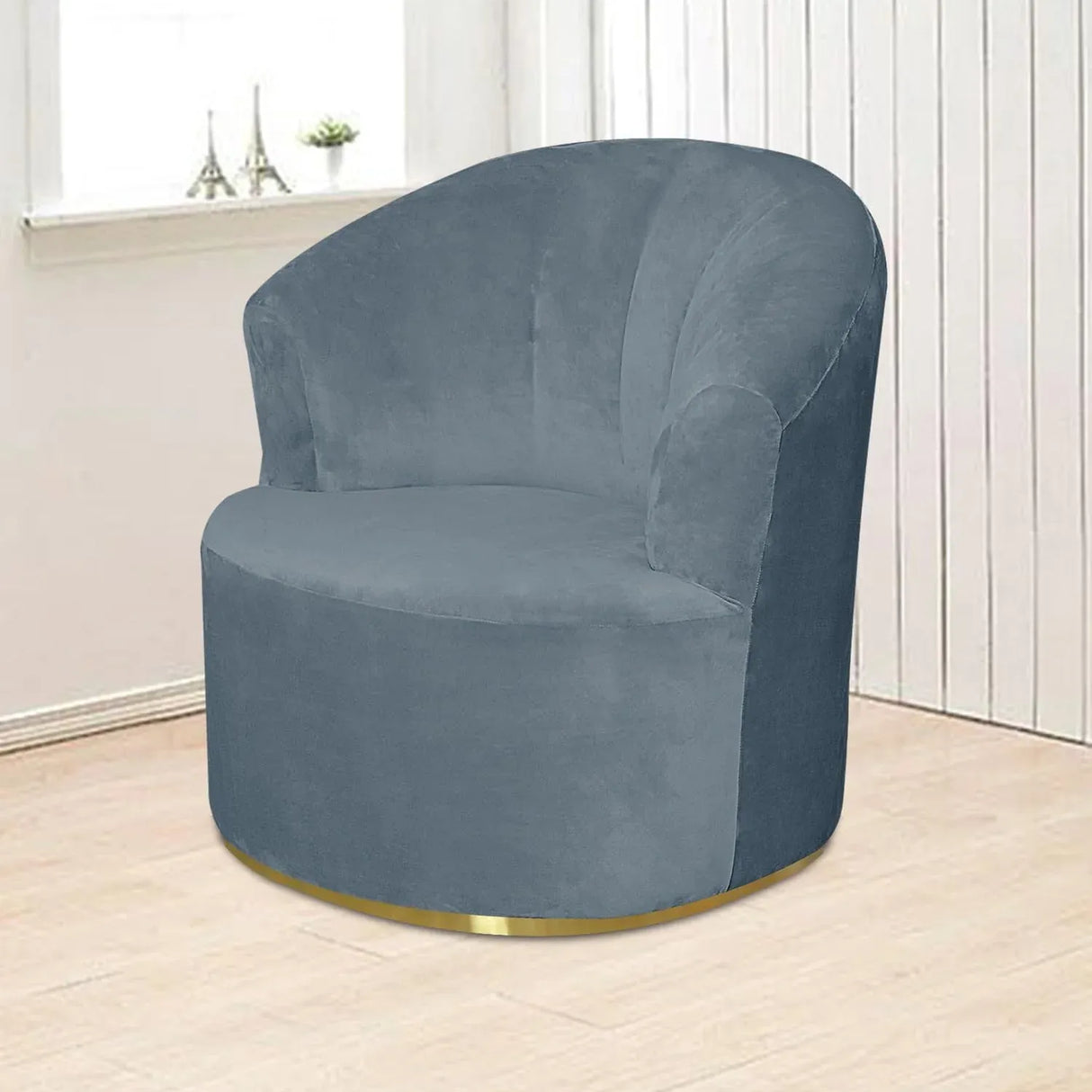 1 Pack Swivel Barrel Chair Slipcover Stretch Soft Washable Furniture Protector for Round Club Accent Chairs Living Room Gray