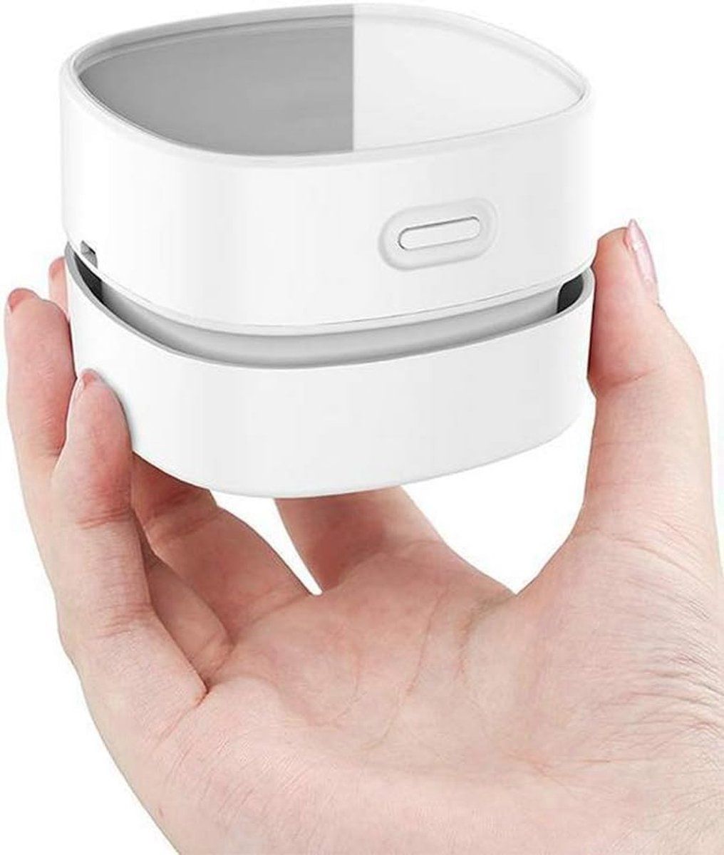 Mini vacuum cleaner, small vacuum cleaner, Mini cordless table vacuum, rechargeable, 360 Degree rotatable table vacuum, 7.9 x 7.9 x 6 cm, USB, White