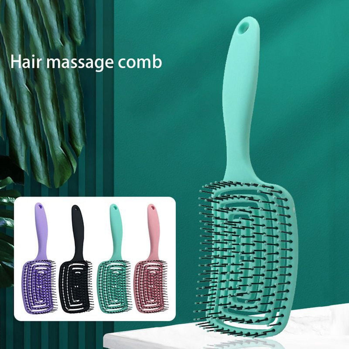 Curved Vented Hair Brushes for Women, Anti Frizz Hair Detangling Brush for Long Thick Curly Hair, Fast Drying Hair Detangler Wet Hair Brush Green