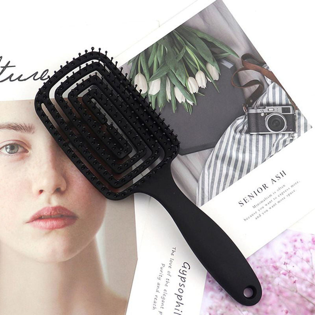 Curved Vented Hair Brushes for Women, Anti Frizz Hair Detangling Brush for Long Thick Curly Hair, Fast Drying Hair Detangler Wet Hair Brush Green