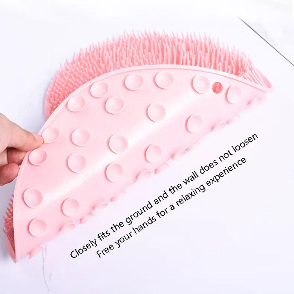 Shower Foot Massager Scrubber, Silicone Bath Massage Cushion Brush Anti-Slip for Lazy Wash Feet, Improves Foot Circulation pink