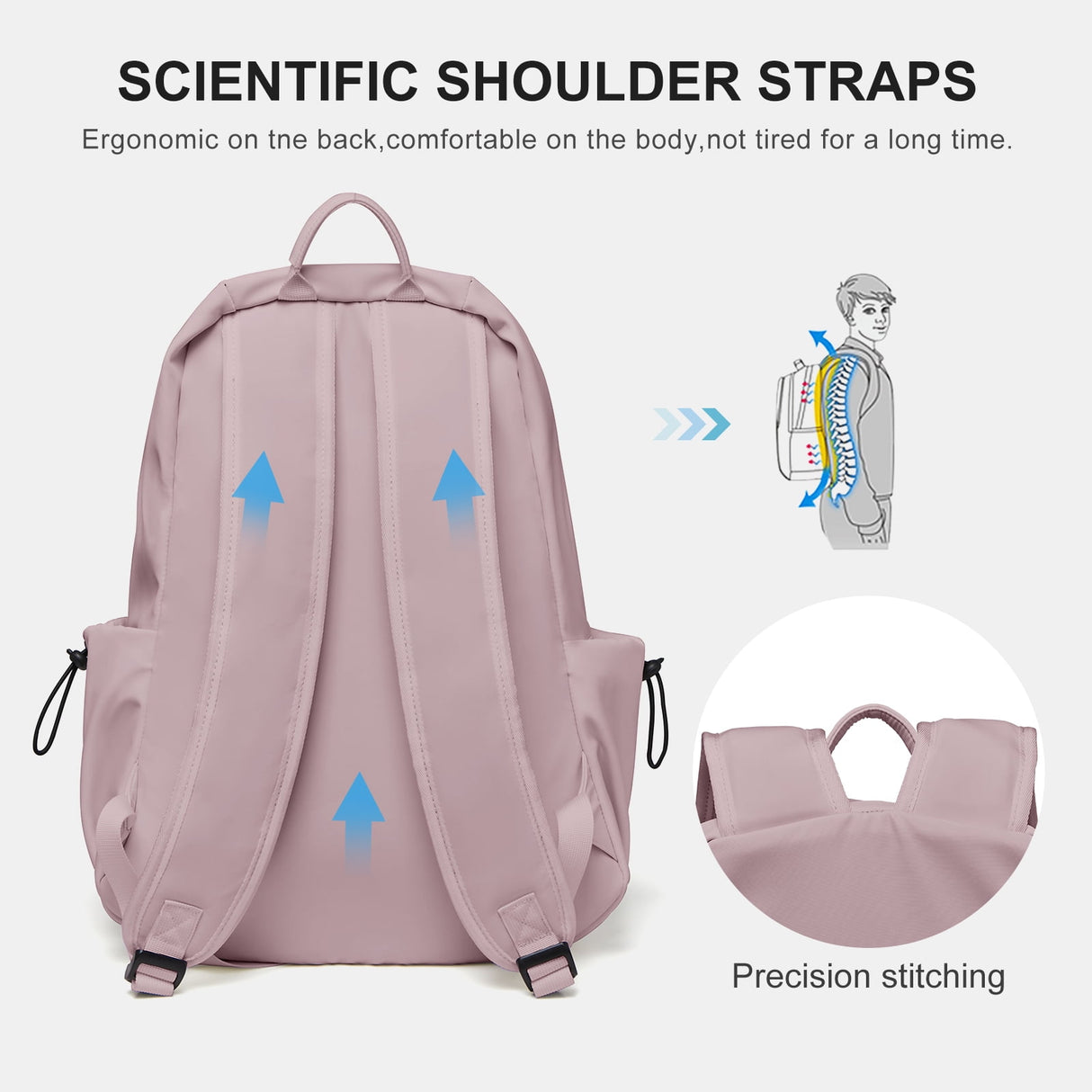 Unisex Lightweight Water-Resistant Backpack, Black Purple