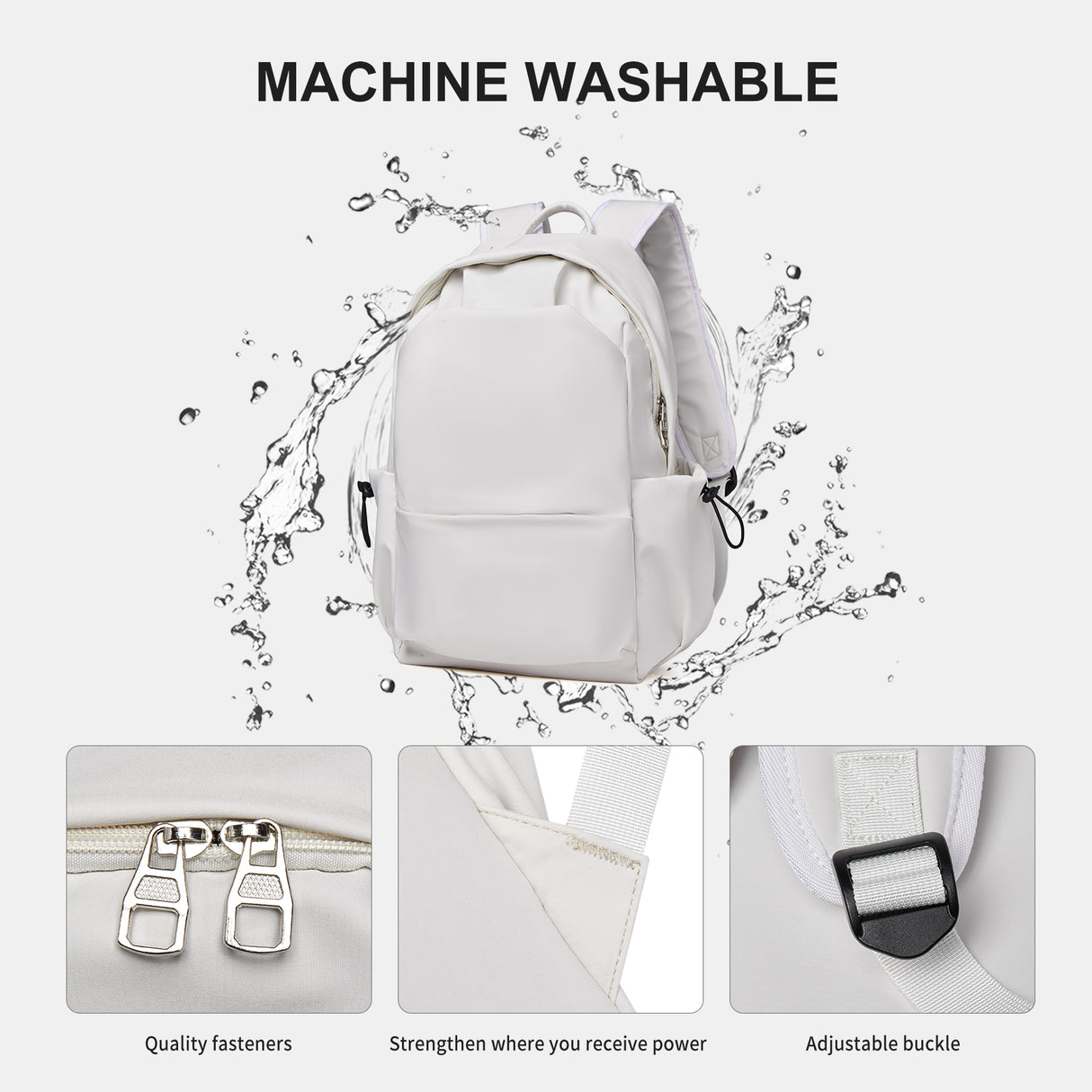 Unisex Lightweight Water-Resistant Backpack, Black White