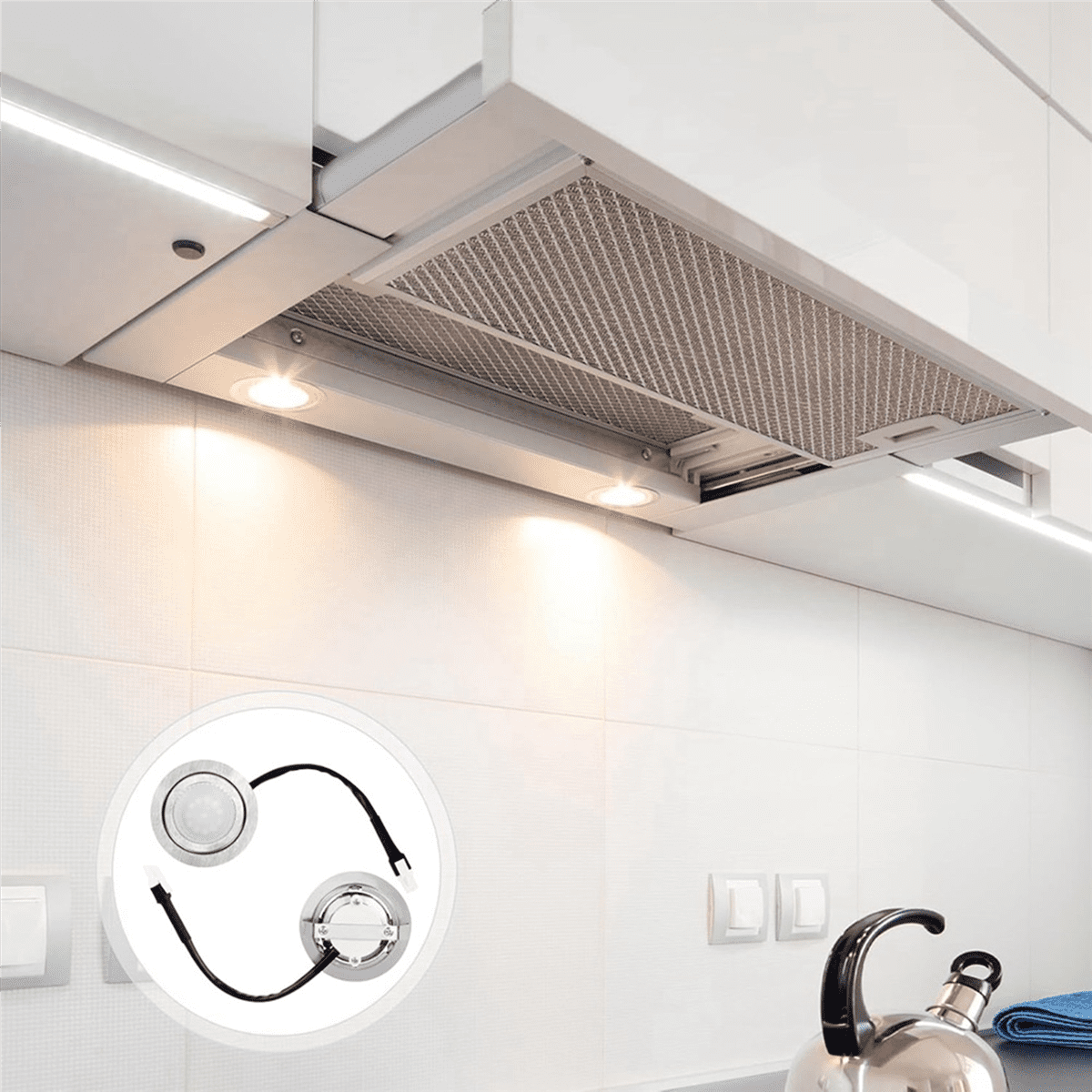 2pcs Range Hood Light Bulbs, Stainless Steel Range Hood LED Light Replacement Recessed Kitchen Range Hood Light