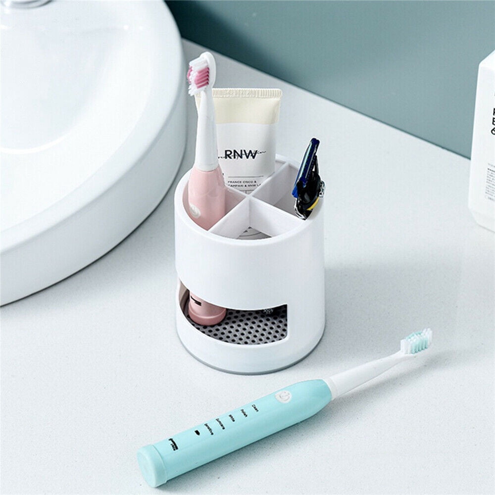 Toothbrush Holders Toothpaste Stand Bathroom Organizer Cup Kitchen Cutlery Rack Vanity Countertop Makeup Brush Pen Storage White Round