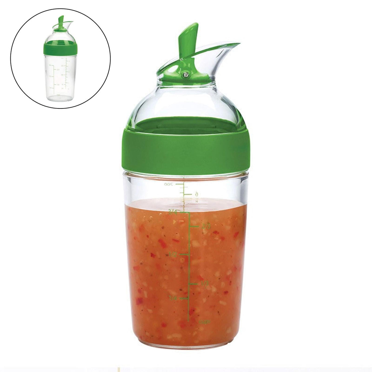Salad Dressing Shaker Container Bottle Universal Manual Sauces Mixer Juice Mixing Bottle Resistant 8.4with Measurement Green