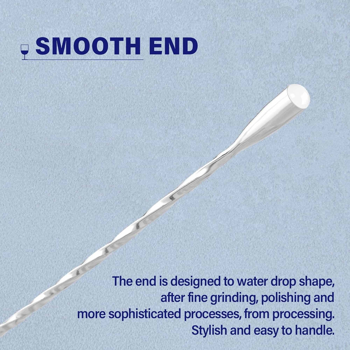 Bar Spoon Cocktail Mixing Stirrers for Drink, Stainless Steel 12 Inches Long Handle, Silver 4 Pieces