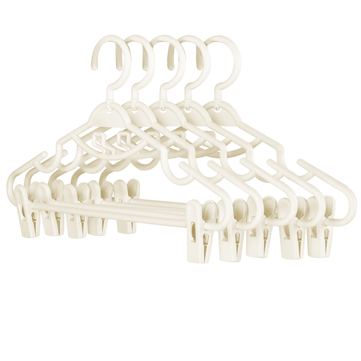 Plastic Pants Hangers with Clips 5 Pack Heavy Duty Skirt Hangers Swivel Hook and Notches Space Saving Acrylic Clip Hangers for Pants Suitable for All Clothing White