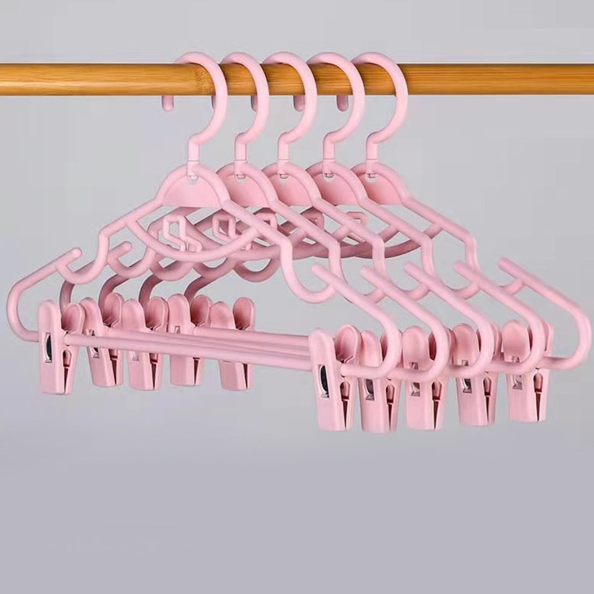 Plastic Pants Hangers with Clips 5 Pack Heavy Duty Skirt Hangers Swivel Hook and Notches Space Saving Acrylic Clip Hangers for Pants Suitable for All Clothing White