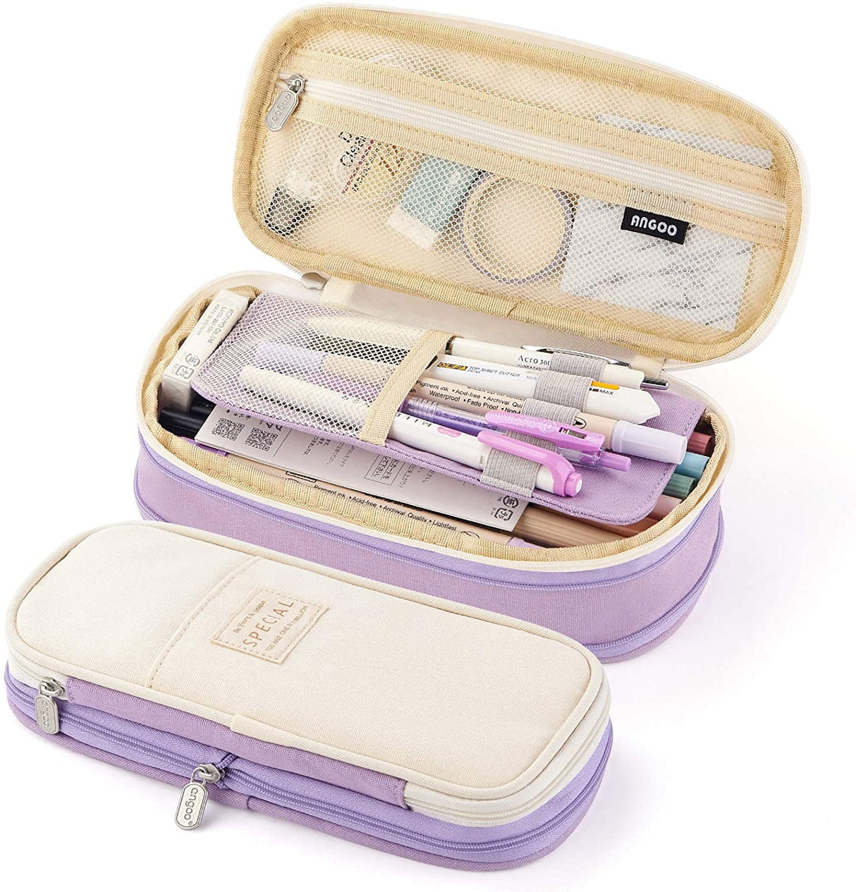 Big Capacity Pencil Pen Case Large Storage Pencil Bag Pouch Organizer (Purple) Purple