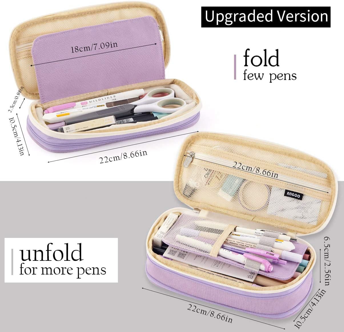 Big Capacity Pencil Pen Case Large Storage Pencil Bag Pouch Organizer (Purple) Purple