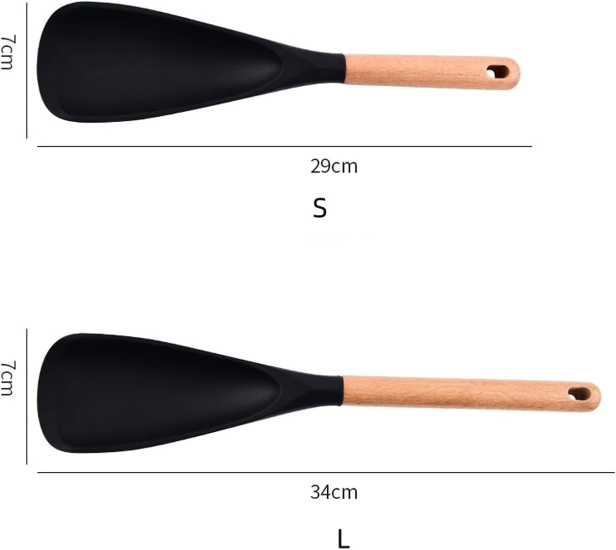 Multifunction Spatula Cooking Spoon, Multi Function Spatula Spoon, Silicone Cooking for Kitchen, 2 in 1 Multi Function Spoon, For Cook and Serving (Black, L) Black