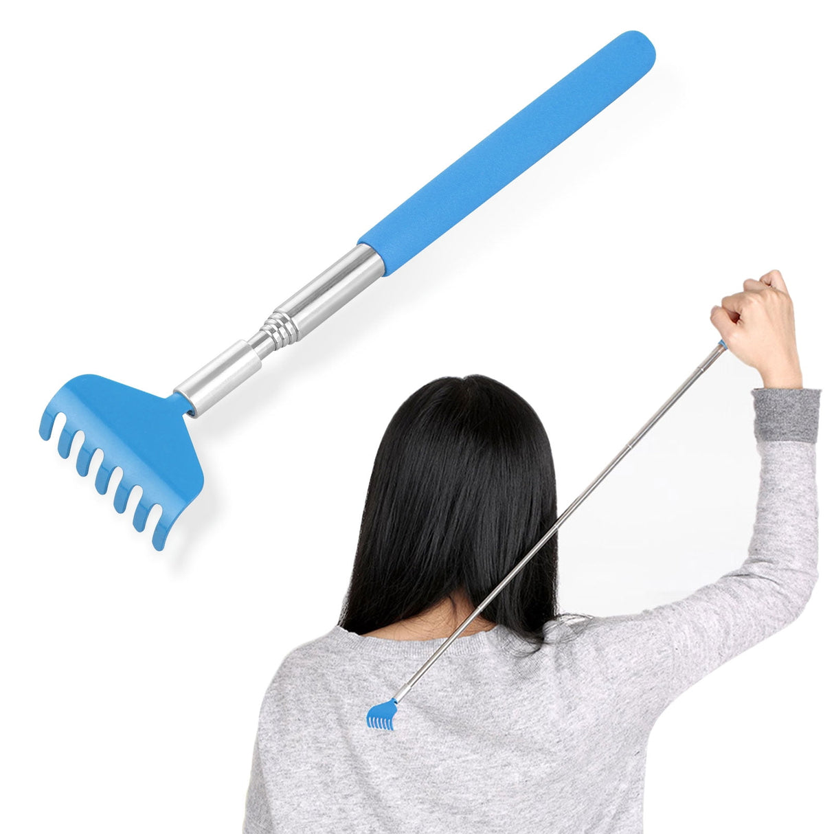 Retractable Telescoping Back Scratchers Stainless Steel with Non Slip Handle Extends 27 Inches Assorted Colors 4-pack Blue,Yellow,Red,Green