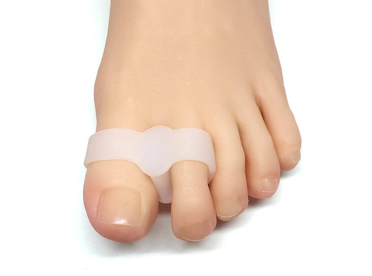 Toe Separators with 2 Loops - Pack of 4 Soft Gel Bunion Correctors - White
