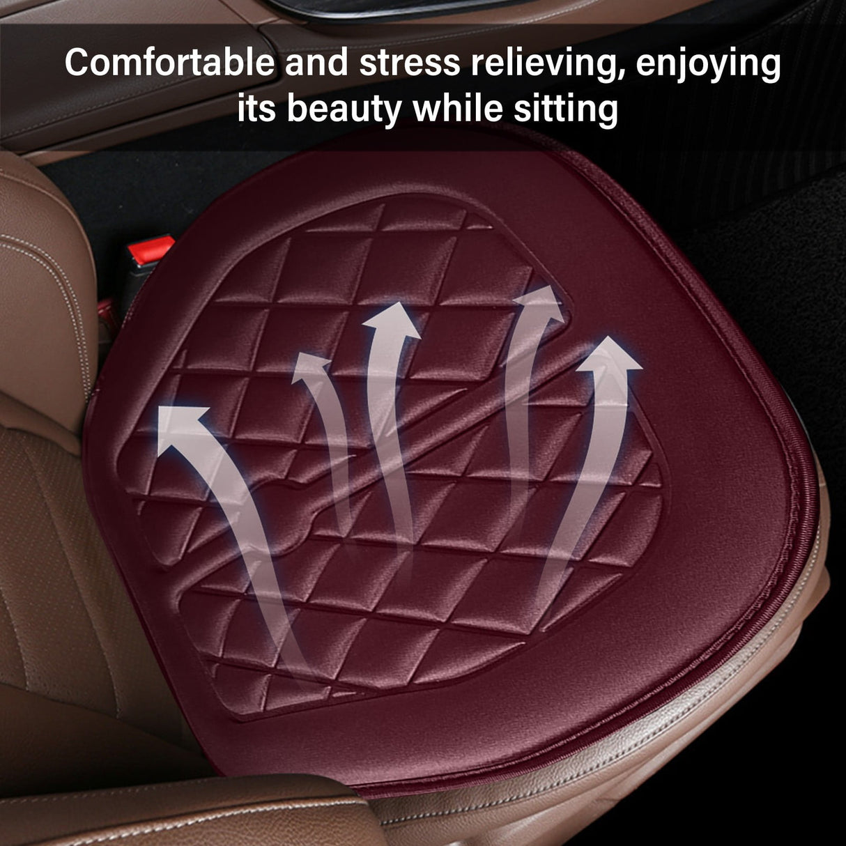 Car Seat Cushion, Driver Seat Cushion with Comfort Memory Foam & Non-Slip Rubber Bottom, Car Seat Pad Works with 95% of Vehicles and Office Chair or Home 48x48cm/18.89x18.89 inches Gray