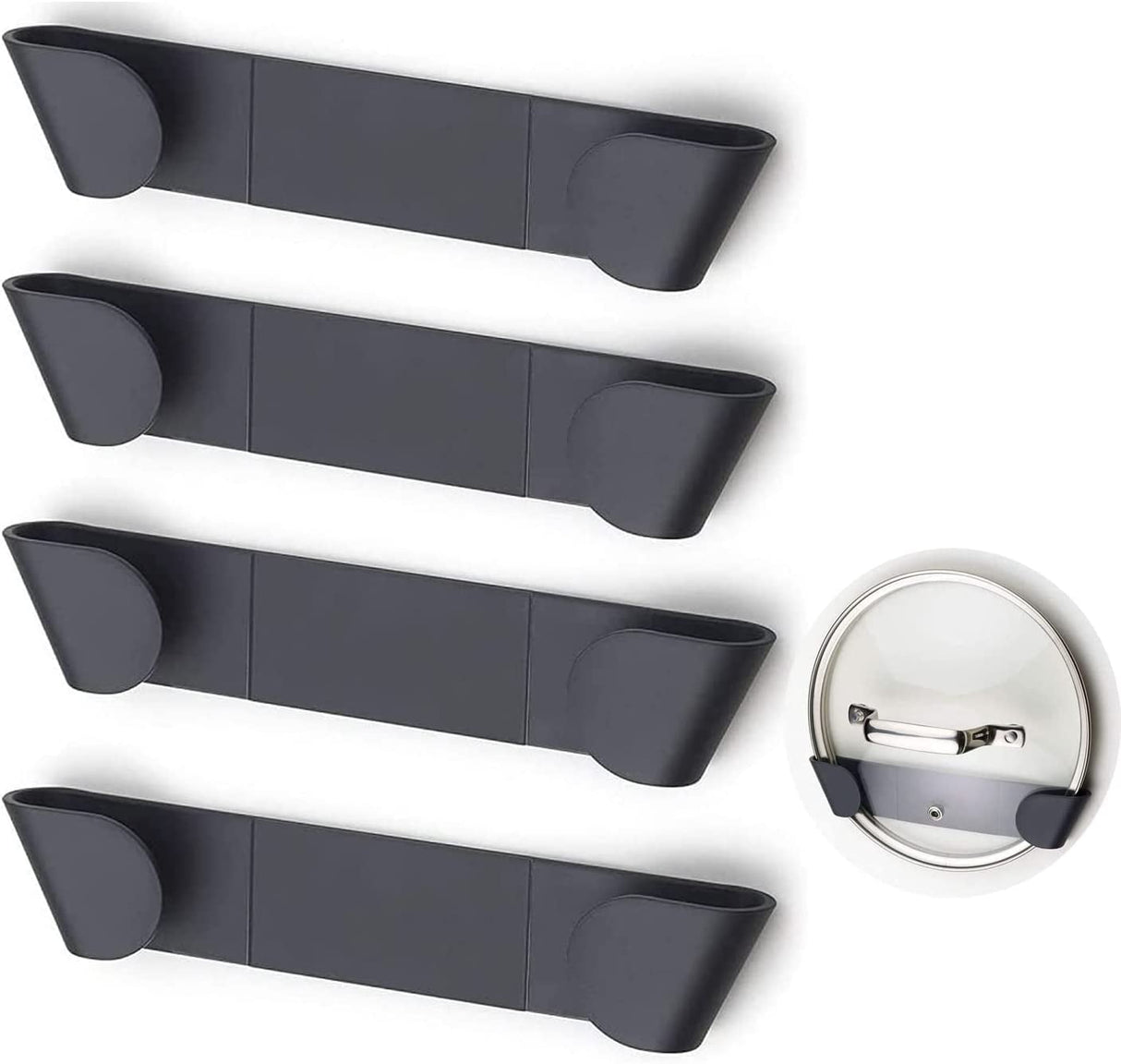 Pan Lid Holder, Pot Lid Organizer for Cabinet Door, Pan Pot Cover Holder for Kitchen, Set of 4