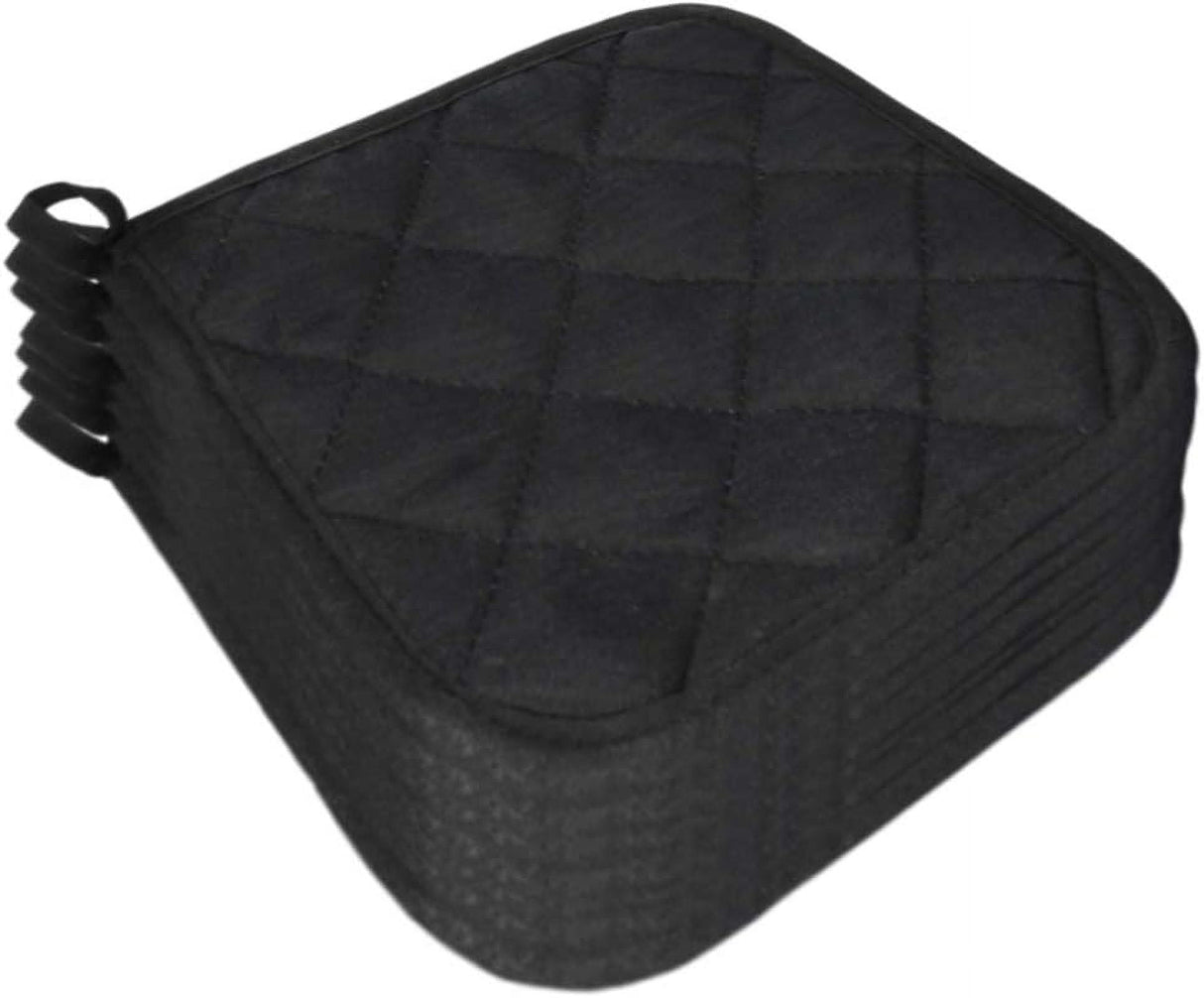 5Pcs Kitchen Pot Holders Set Heat Resistant Pure Cotton Potholders Kit Trivets Large Coasters Hot Pads Pot Holders for Everyday Cooking and Baking by 6.5 x 6.5 Inch Black