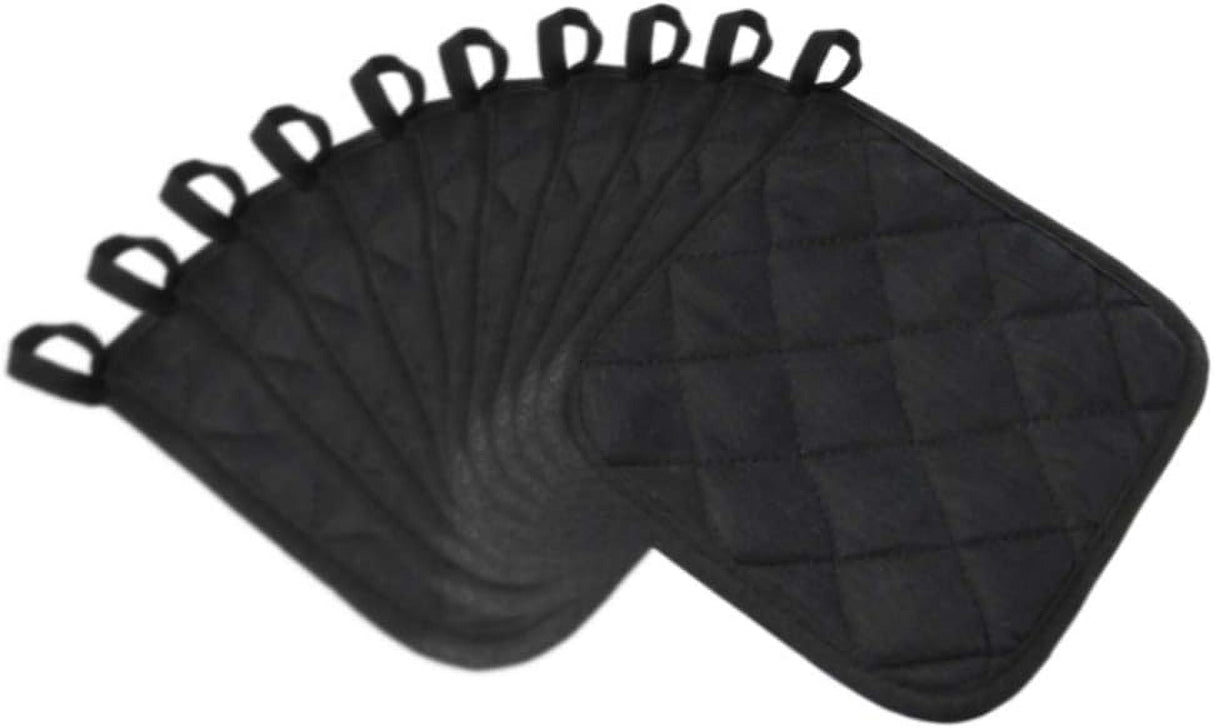 5Pcs Kitchen Pot Holders Set Heat Resistant Pure Cotton Potholders Kit Trivets Large Coasters Hot Pads Pot Holders for Everyday Cooking and Baking by 6.5 x 6.5 Inch Black