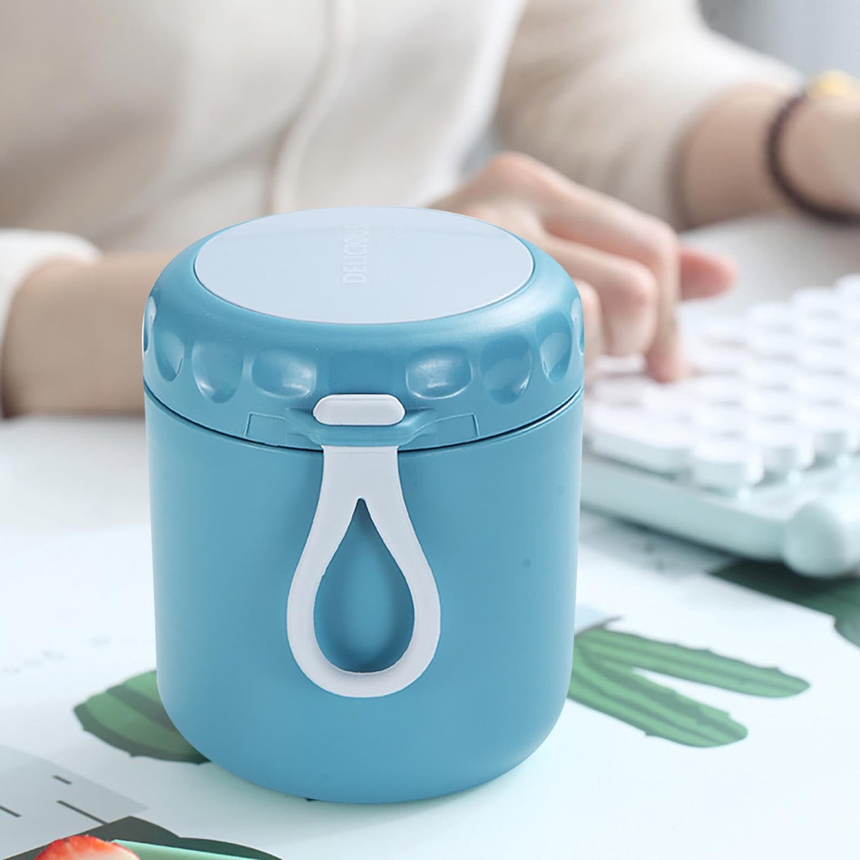 Food Warm Thermal Leakproof Vacuum Stainless Reusable Lunch Box Light Blue◈18 OZ