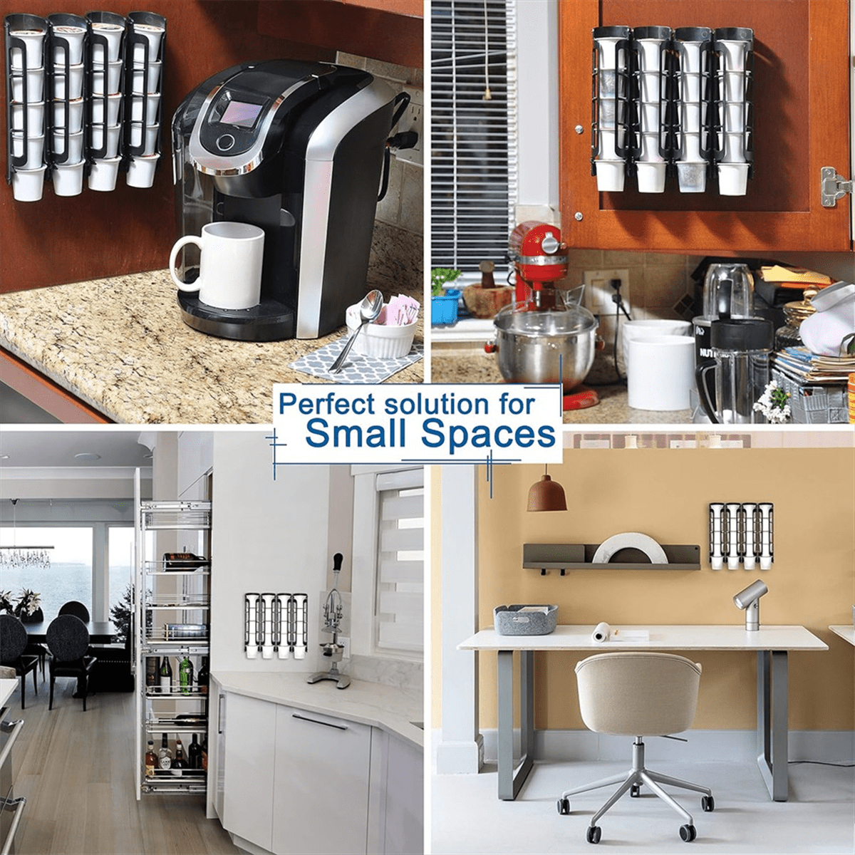 2pcs Coffee Pod Holder Side Mount for K Cup Pods Dispenser for Single- Coffee Makers Black