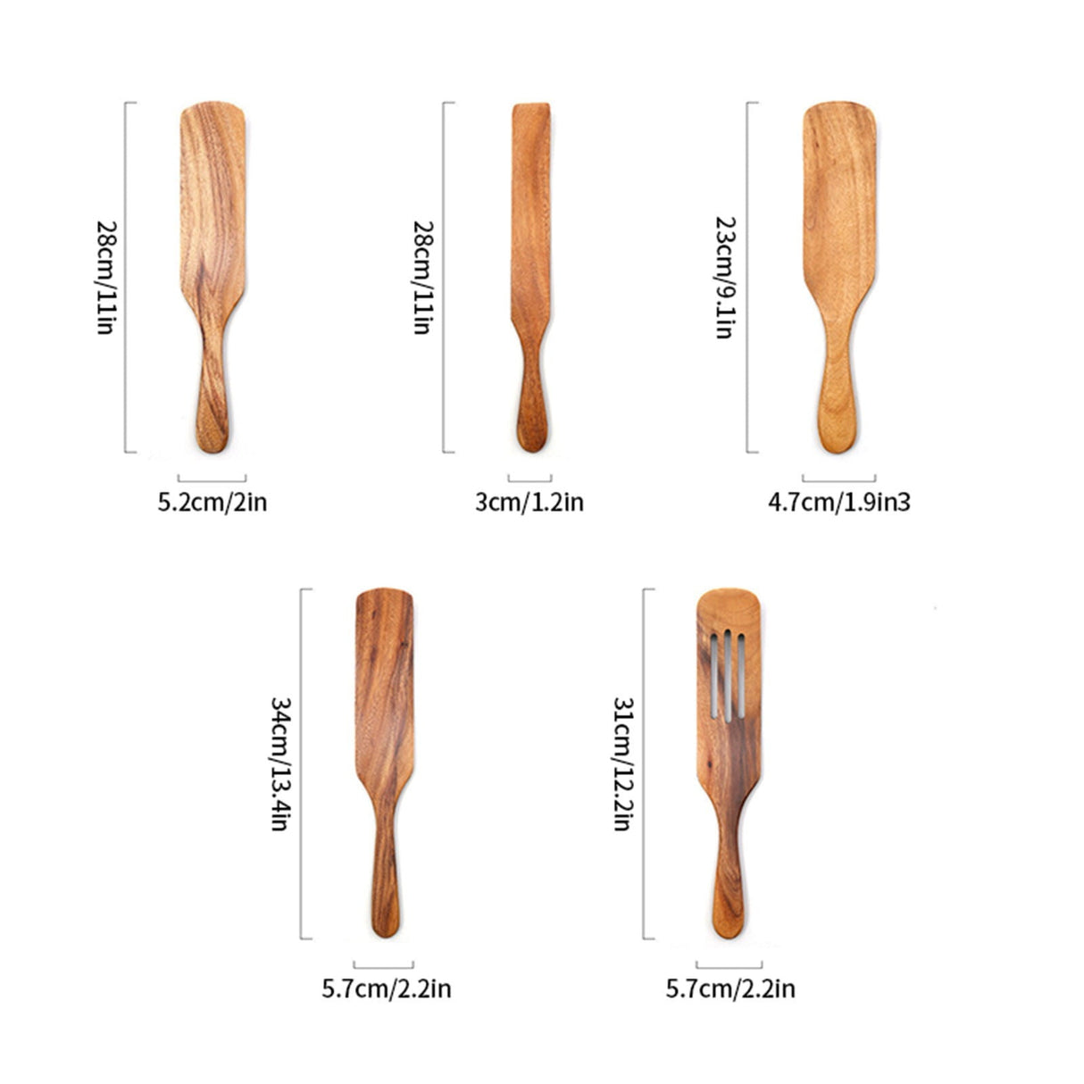 Clearance!! Wooden Spurtle Teak Spurtles Kitchen Tools Wooden Spatula for Cooking Wood Utensils Non Stick Cookware for Serving Stirring Mixing Scraping Scooping Cooking Utensil Brown