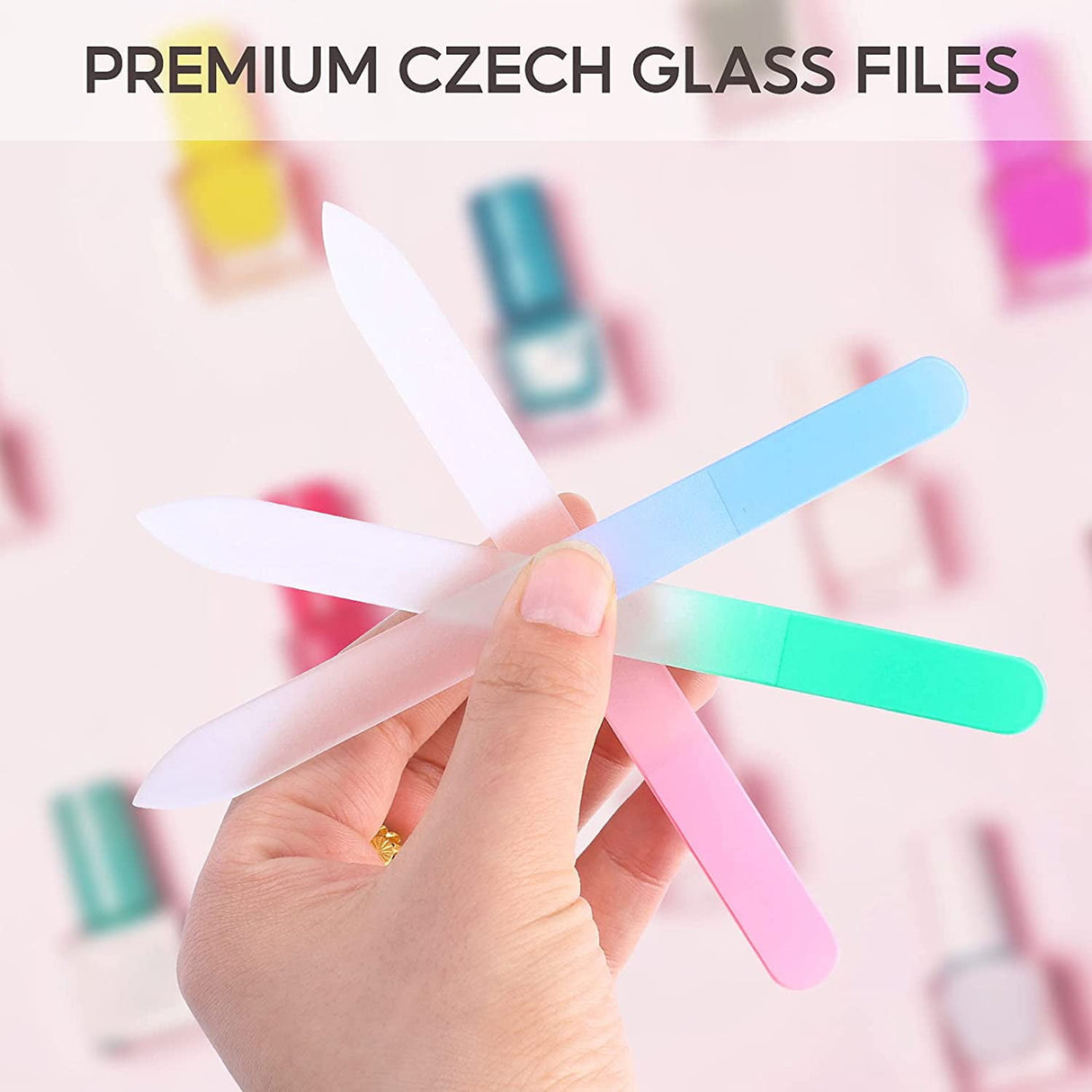 3 Pack Glass Nail File, Fingernail File for Natural Nail Professional Manicure Nail Tool Gentle Nail Care