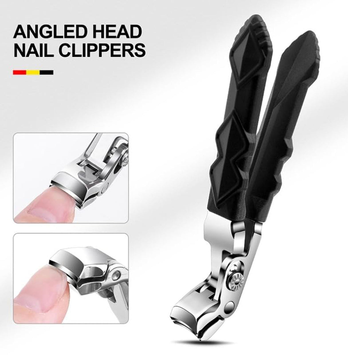 Nail Clippers, Long Handle Ergonomic Angled Head Senior Toenail Clipper, Toe Nail Clippers for Thick Nails, Ultra Sharp Stainless Nail Clipper with Catcher for Men Women Multicolor