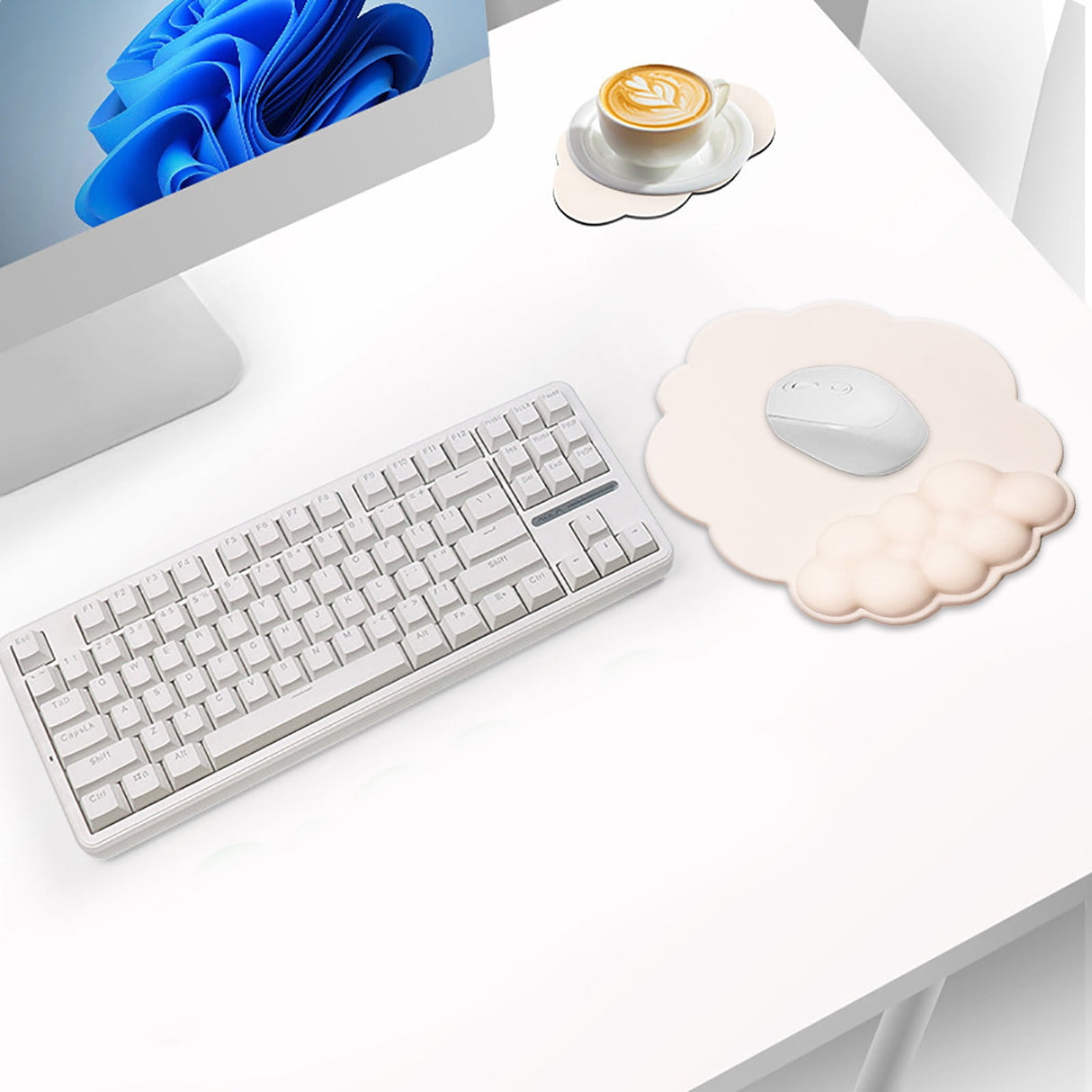 Ergonomic Mouse Pad with Wrist Support Cute Cloud Shape Wrist Pad Memory Cotton Keyboard Hand Rest Non Slip Wrist Pad Non-Slip Mousepad for Computer Laptop as the picture shows