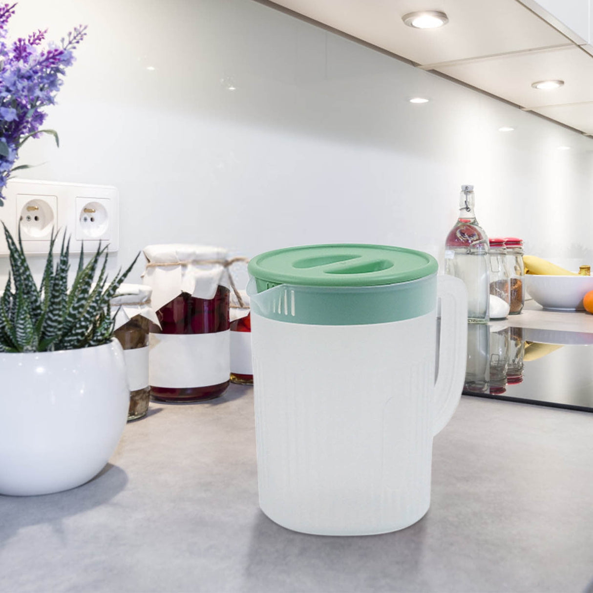 Juice Pitcher with Lids for Fridge, Water Jug for Teas, Juices & Iced Beverages - Fridge & Dishwasher Safe B