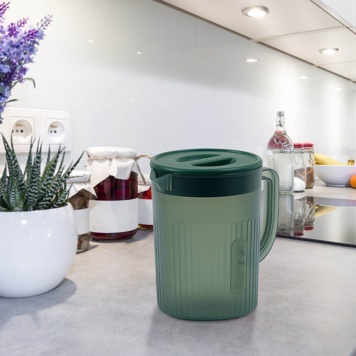 Juice Pitcher with Lids for Fridge, Water Jug for Teas, Juices & Iced Beverages - Fridge & Dishwasher Safe C