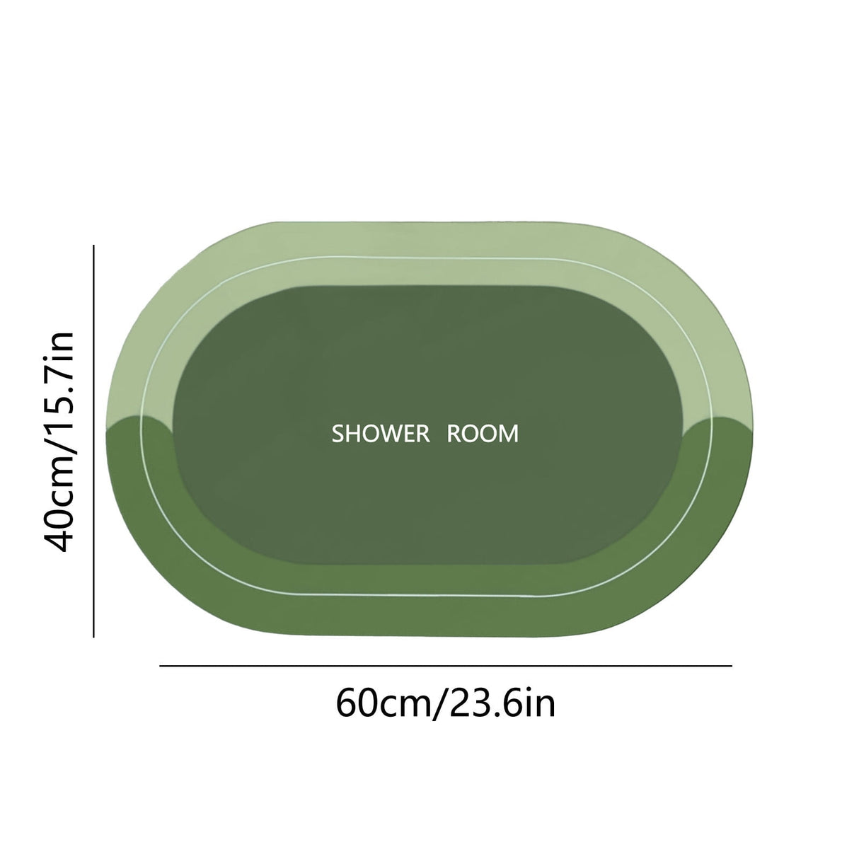 Oval Bathroom Rugs, Extra Soft Absorbent Bath Mat, 15.7"x23.6" Quicker Dry Washable Bath Mats for Bathroom, Tub and Shower, Non-Slip Bathroom Rug Green
