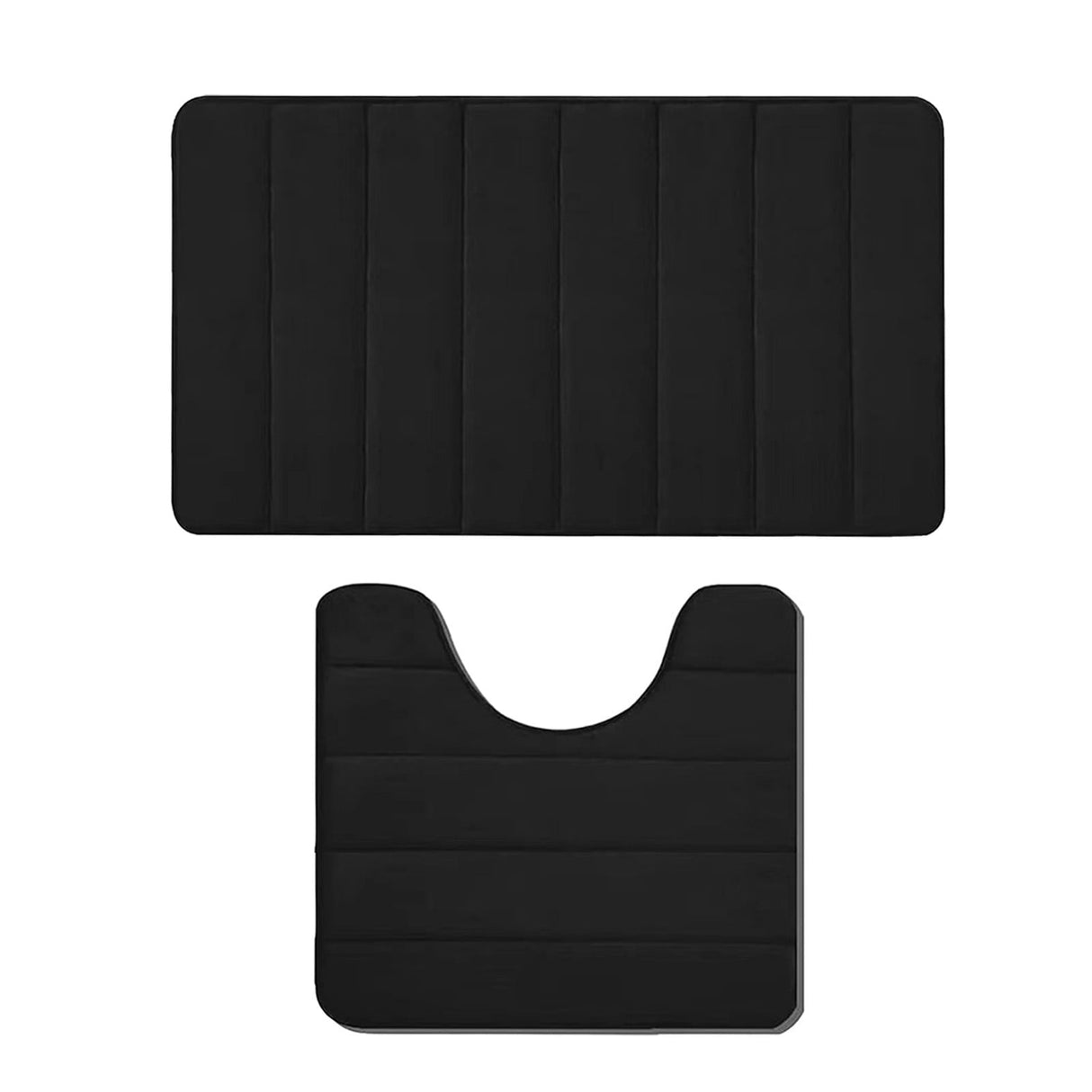 Memory Foam Toilet Rug, Non-Slip Bathroom Rugs, Toilet Rugs U Shaped Washable, Commode Contour Rug, Soft Comfortable Super Water Absorption #2_Black