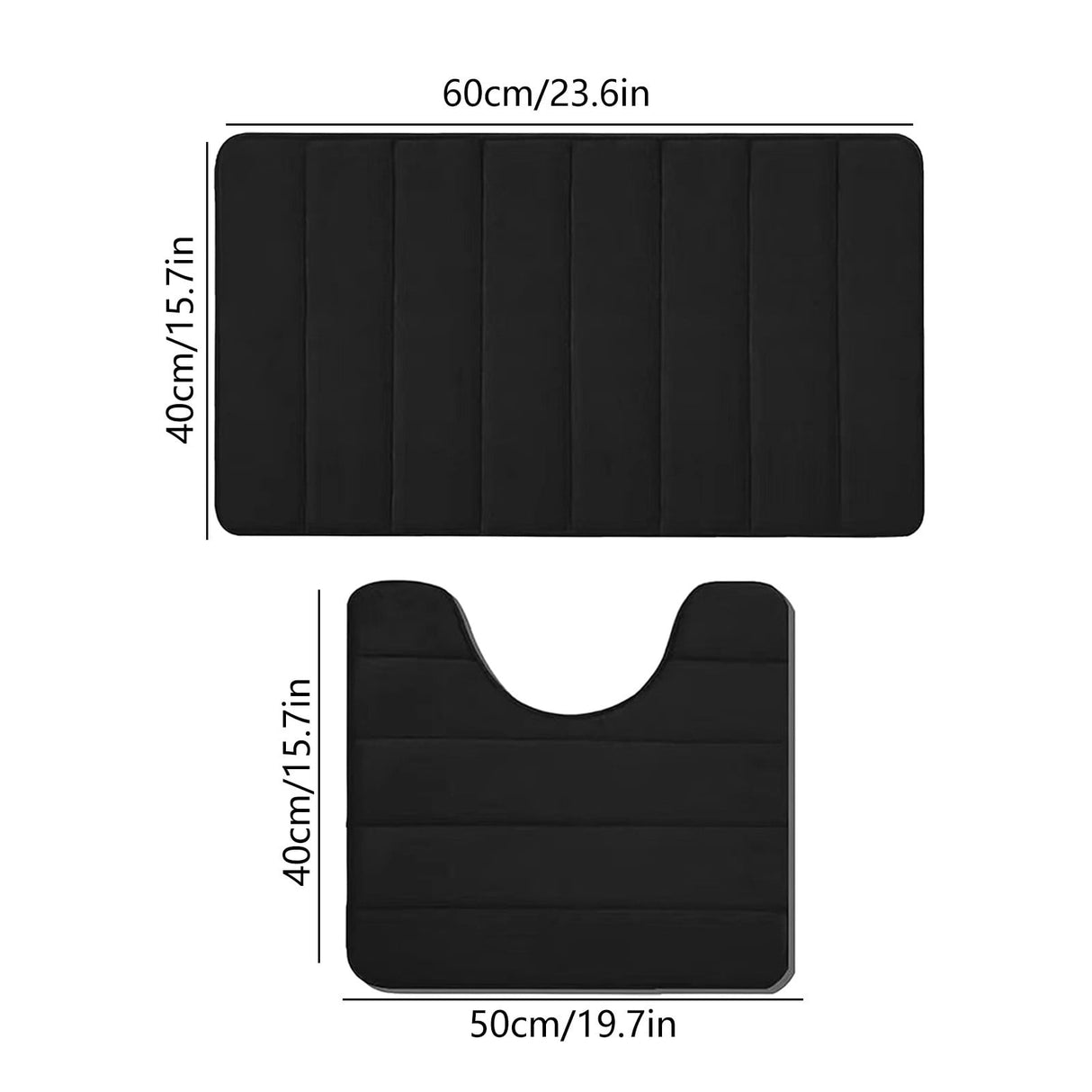 Memory Foam Toilet Rug, Non-Slip Bathroom Rugs, Toilet Rugs U Shaped Washable, Commode Contour Rug, Soft Comfortable Super Water Absorption #2_Black