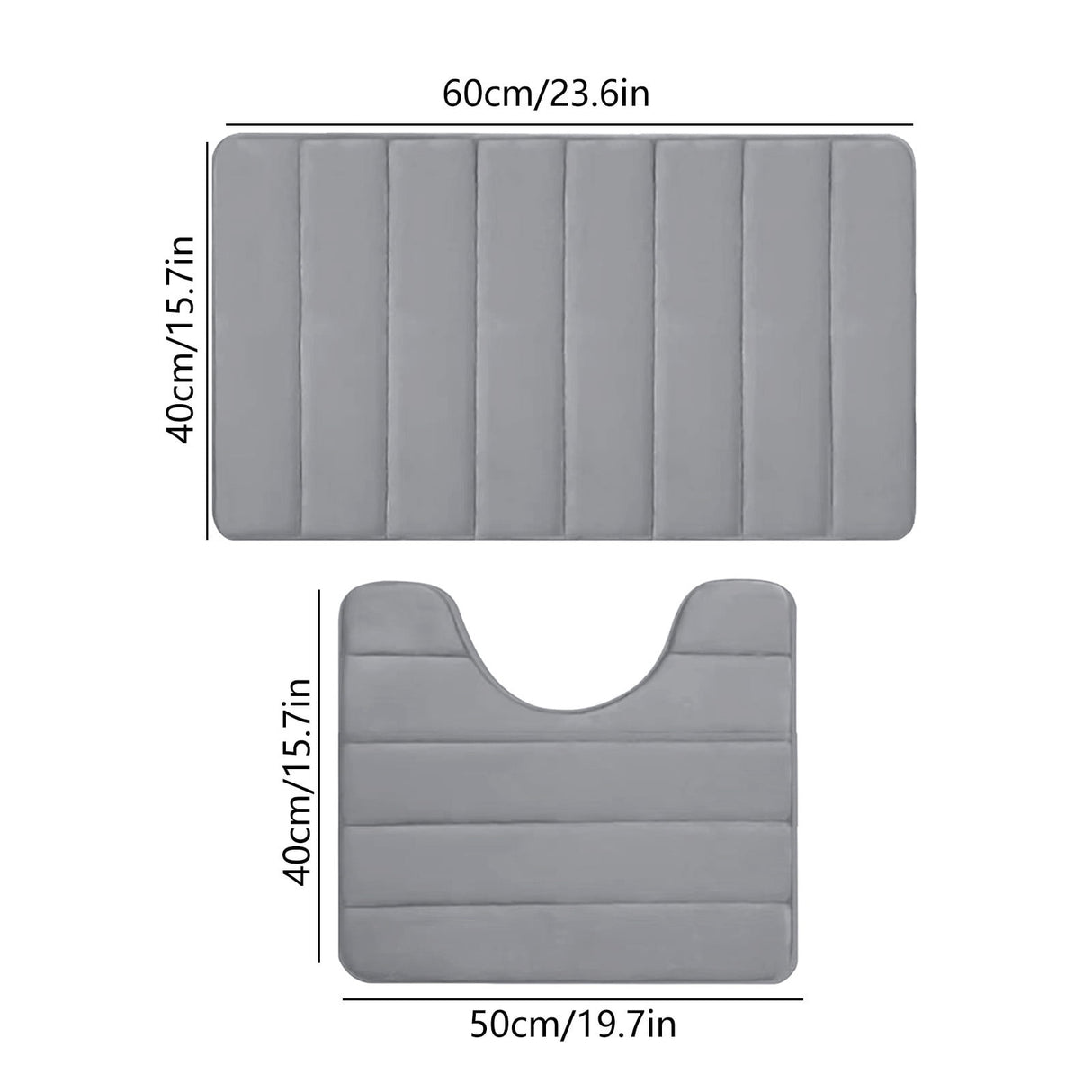 Memory Foam Toilet Rug, Non-Slip Bathroom Rugs, Toilet Rugs U Shaped Washable, Commode Contour Rug, Soft Comfortable Super Water Absorption #2_Gray