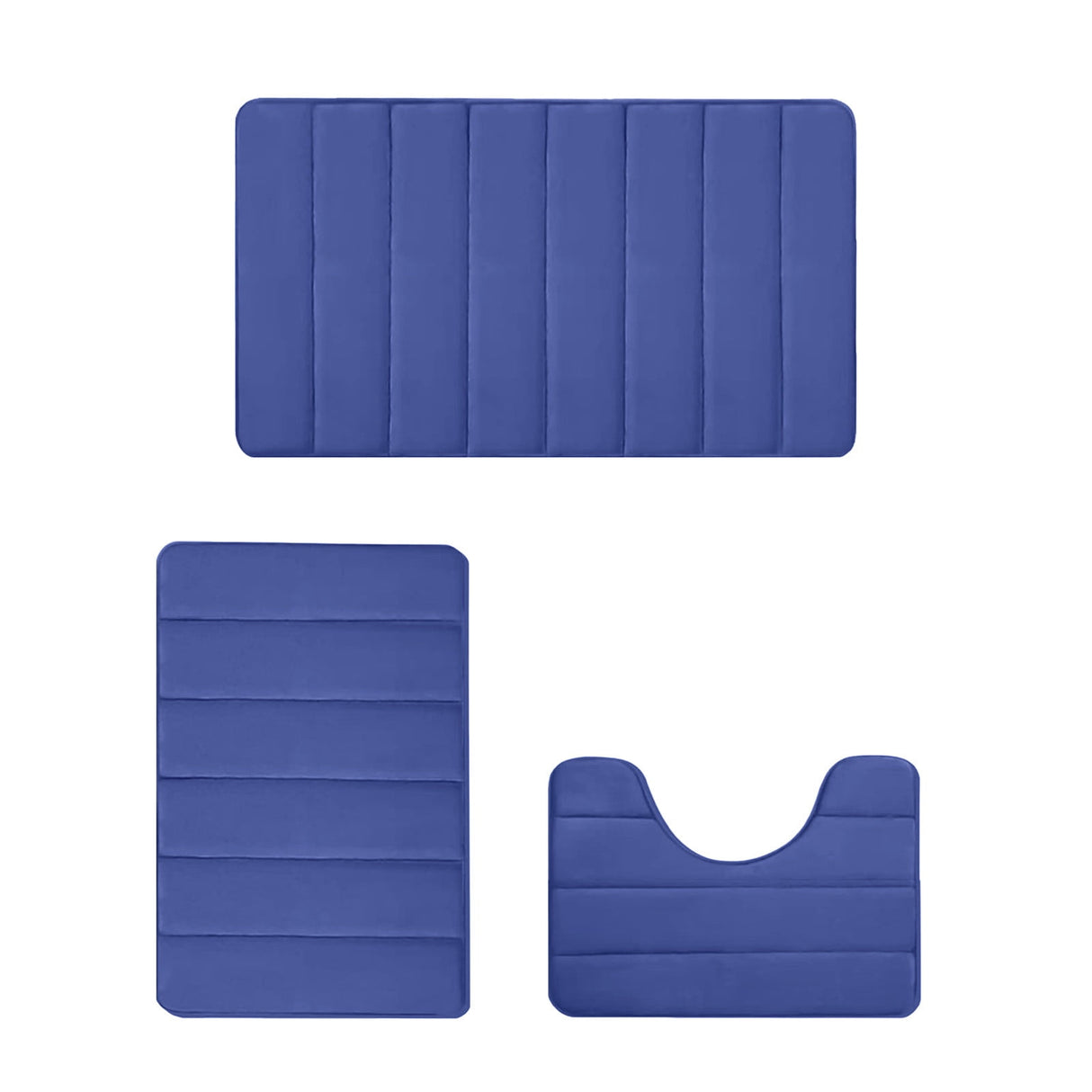Memory Foam Toilet Rug, Non-Slip Bathroom Rugs, Toilet Rugs U Shaped Washable, Commode Contour Rug, Soft Comfortable Super Water Absorption #3_Blue