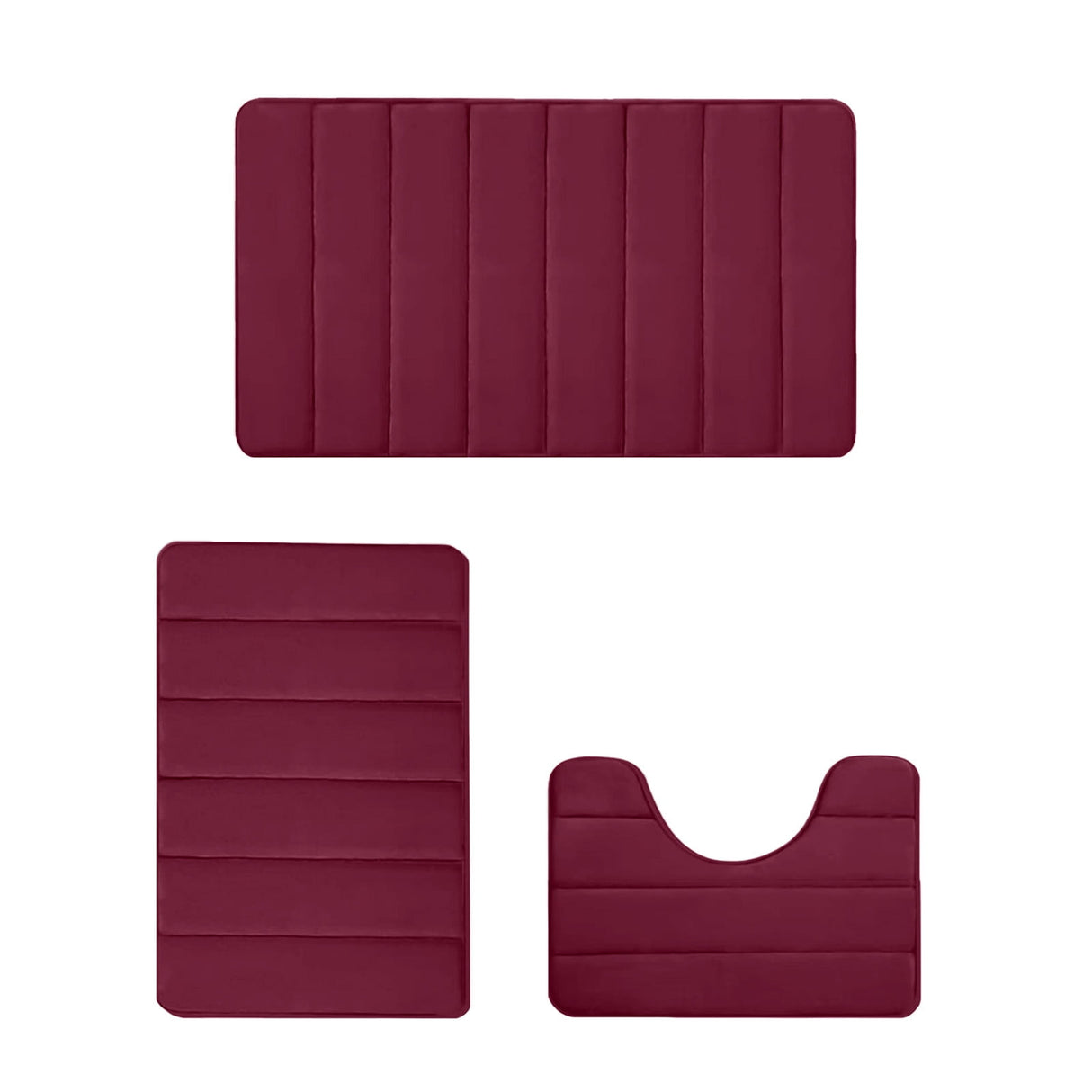 Memory Foam Toilet Rug, Non-Slip Bathroom Rugs, Toilet Rugs U Shaped Washable, Commode Contour Rug, Soft Comfortable Super Water Absorption #3_Red