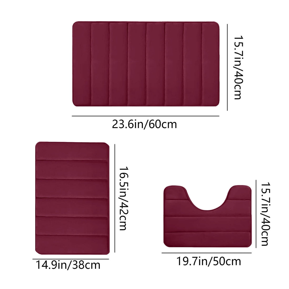 Memory Foam Toilet Rug, Non-Slip Bathroom Rugs, Toilet Rugs U Shaped Washable, Commode Contour Rug, Soft Comfortable Super Water Absorption #3_Red