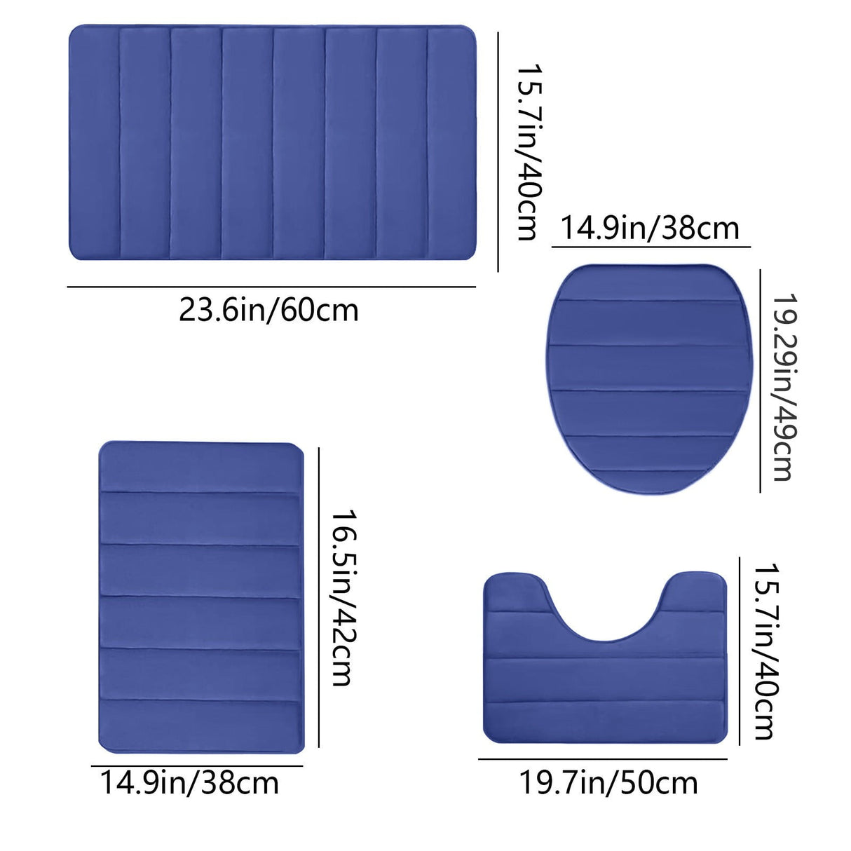 Memory Foam Toilet Rug, Non-Slip Bathroom Rugs, Toilet Rugs U Shaped Washable, Commode Contour Rug, Soft Comfortable Super Water Absorption #4_Blue