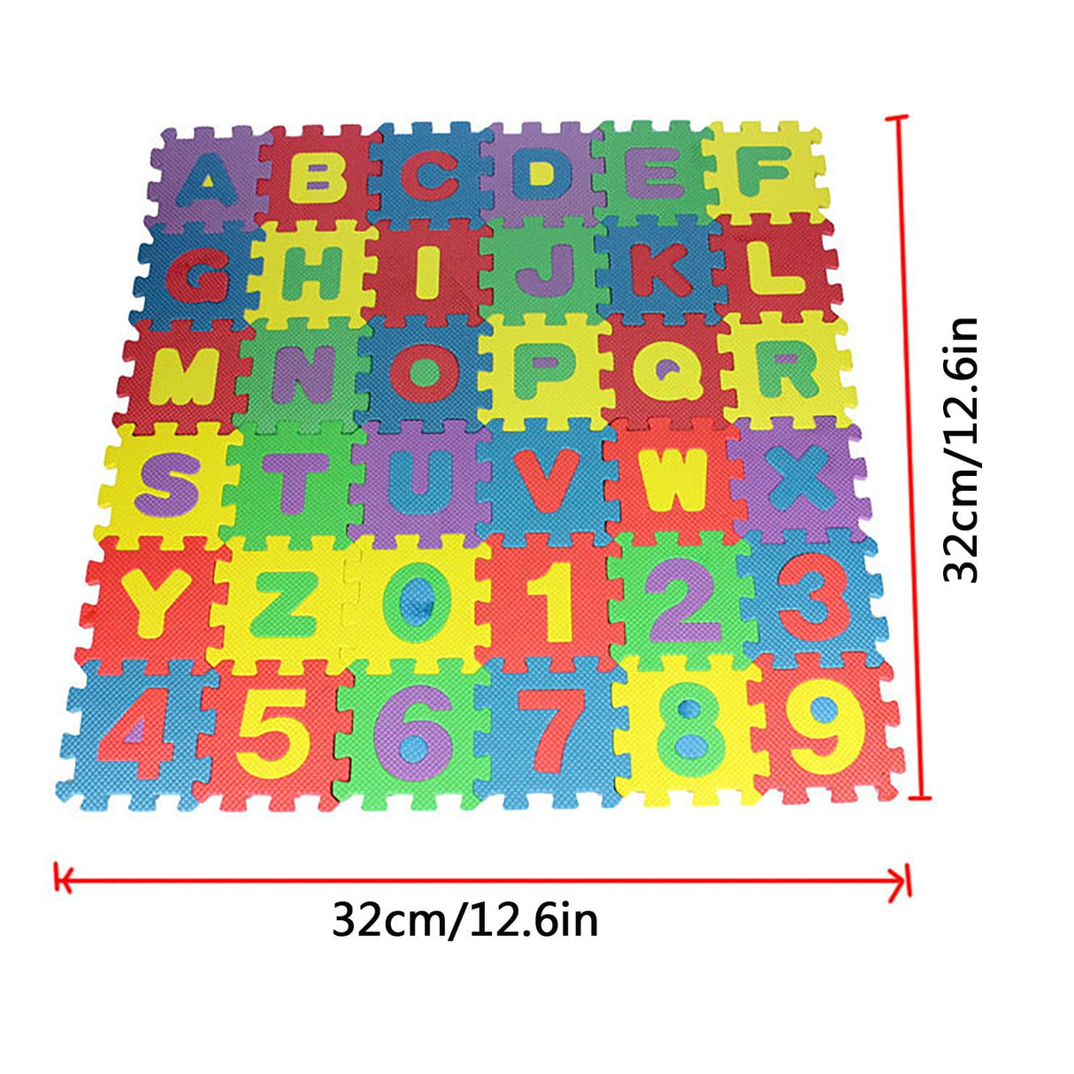 36 PCS Kids Foam Play Mat, 12x12 Inch Number Alphabet Foam Puzzle Floor Mat,Soft Non-Slip Foam Tiles for Floor Kid Edges Play Mat Multicolor