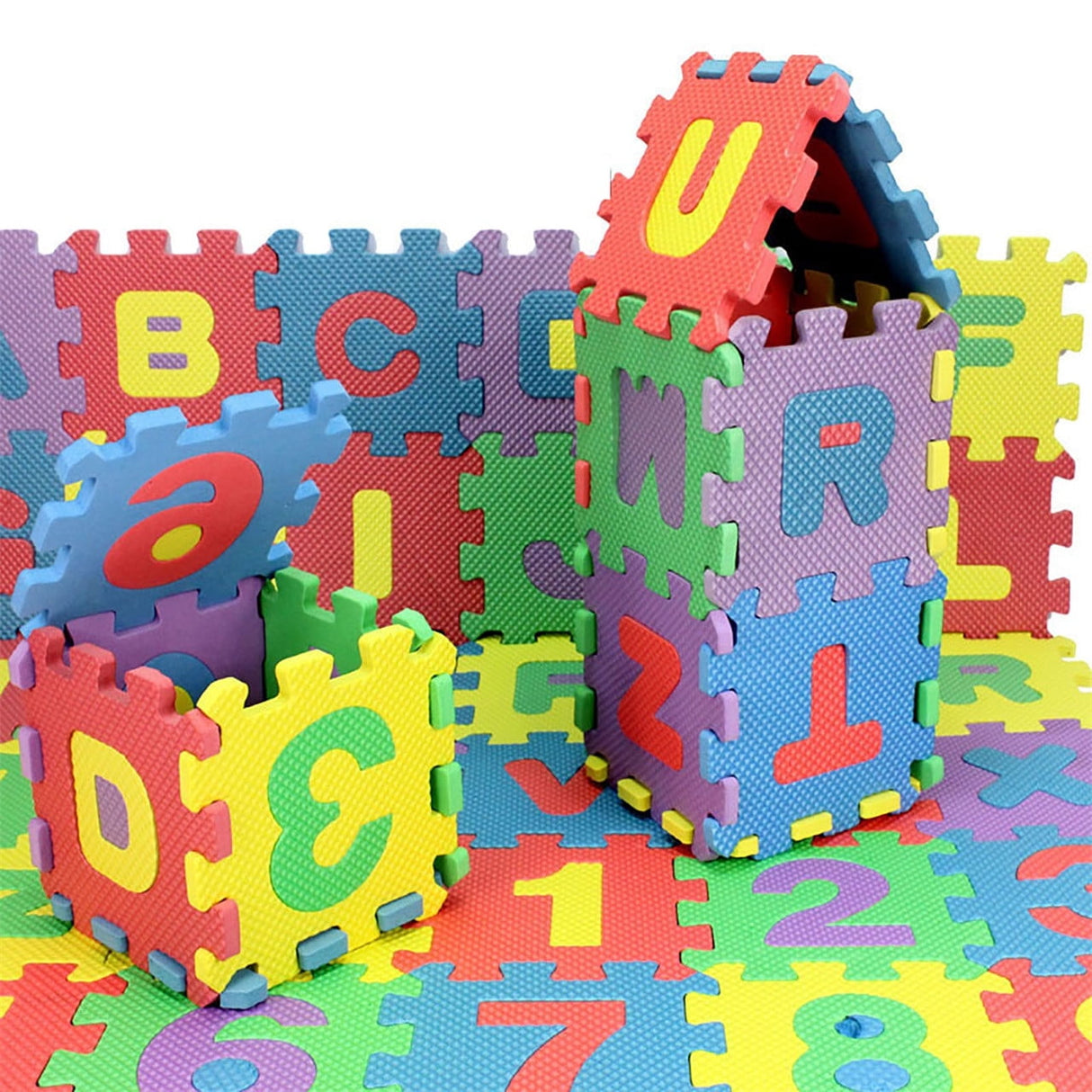 36 PCS Kids Foam Play Mat, 12x12 Inch Number Alphabet Foam Puzzle Floor Mat,Soft Non-Slip Foam Tiles for Floor Kid Edges Play Mat Multicolor