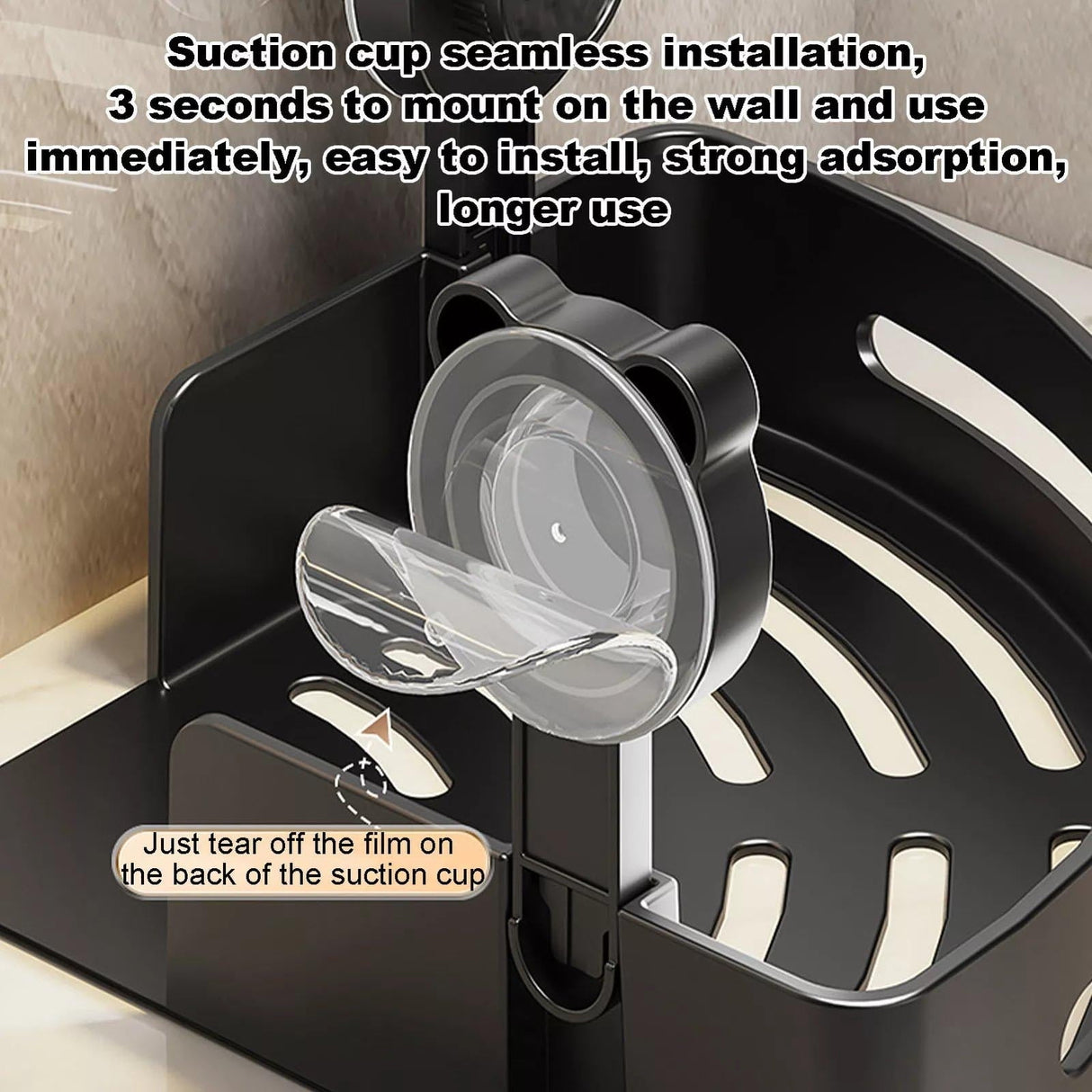 Corner Shower Caddy, Plastic Shower Organizer Corner with 2 Pcs Suction Cup, No Drilling Corner Shower Shelves for Bathroom Kitchen A