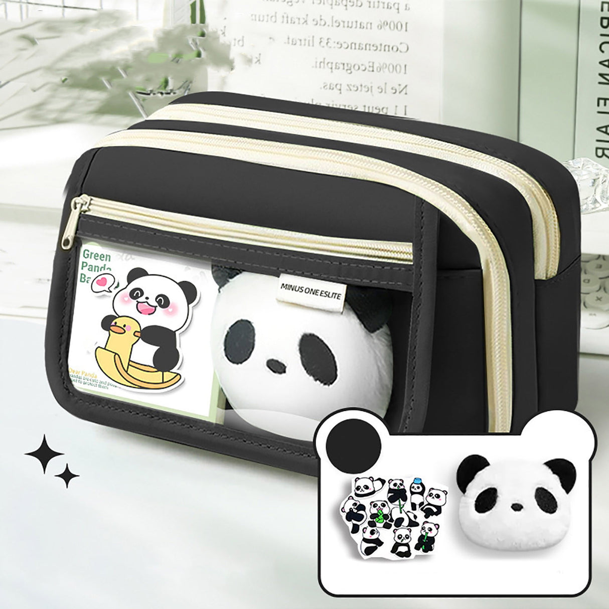 Pencil Case Large Capacity Pencil Pouch, Multi-layer Aesthetic Pen Bag, Sturdy Multifunctional Pencil Bag, Pencil Box, Sky Blue Z-1-Black